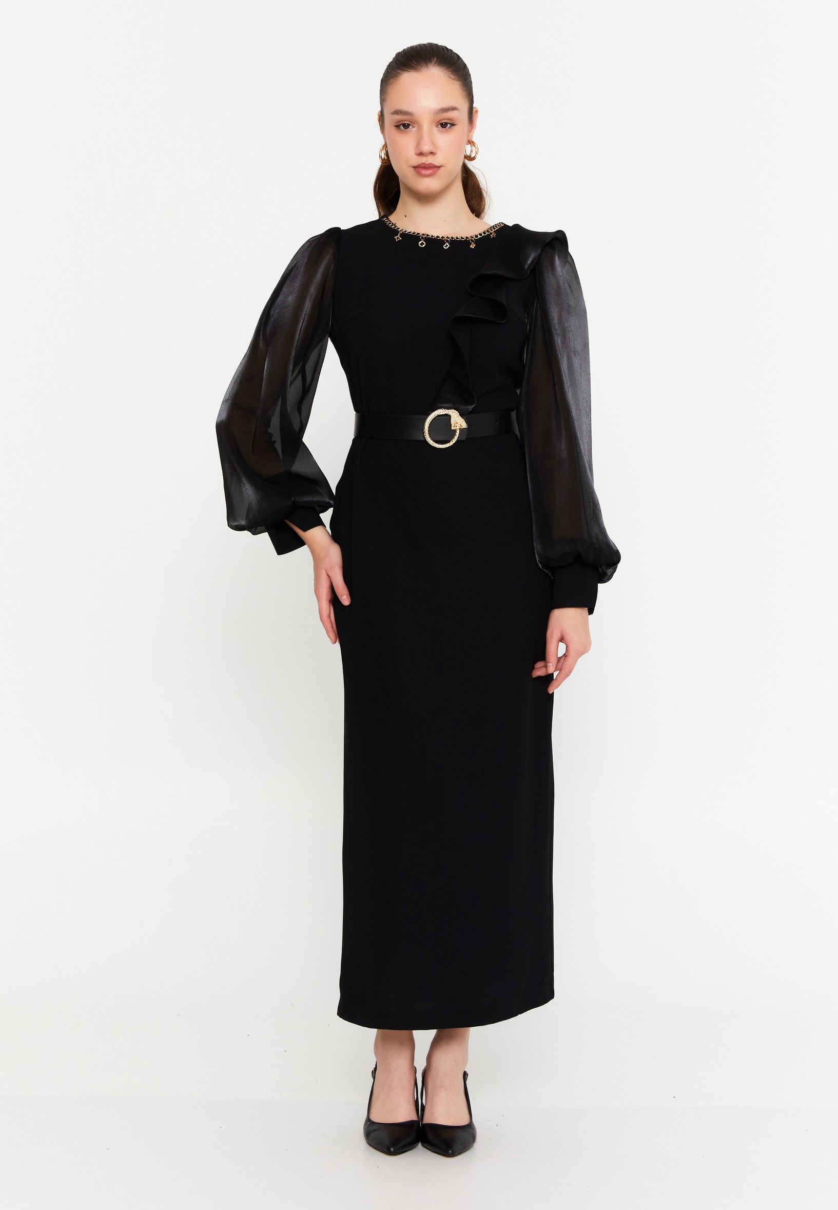 Long black evening dress