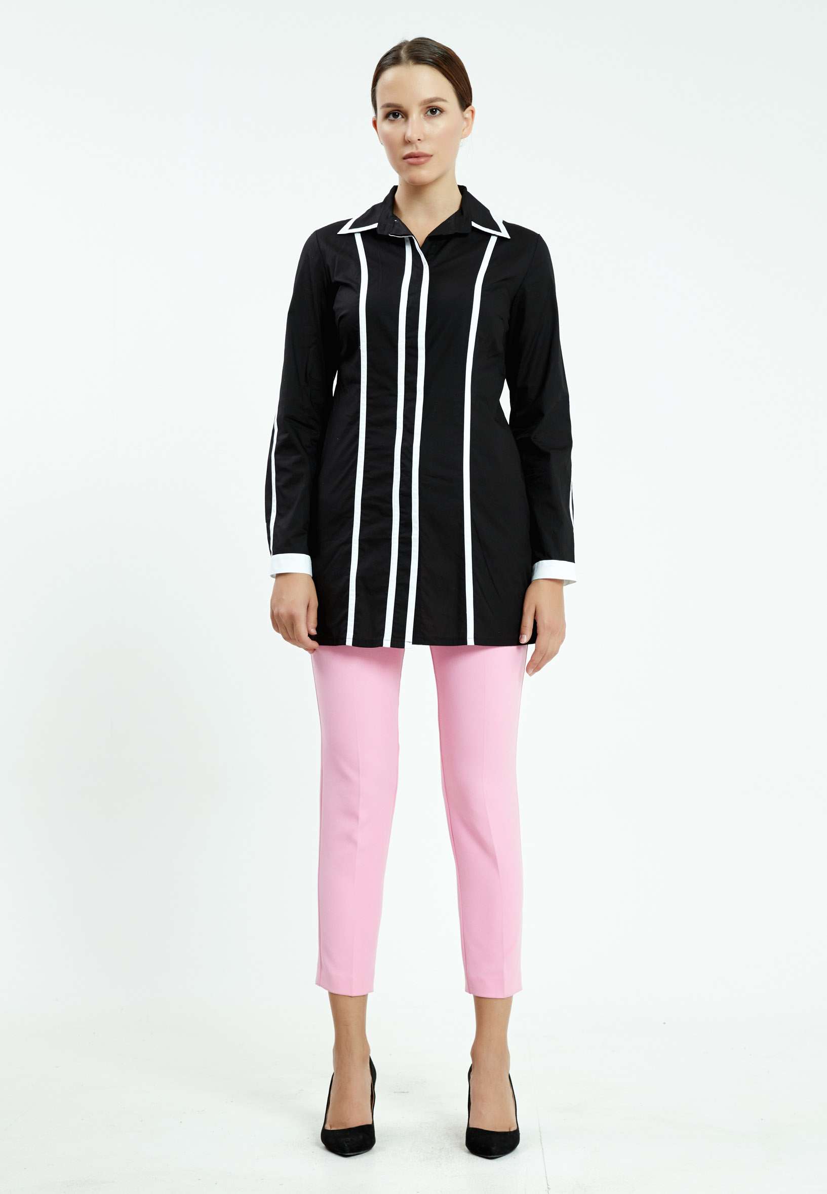 Long Sleeve Striped Regular Shirt ser23474 - Shirt - Istanbul Fashion Center
