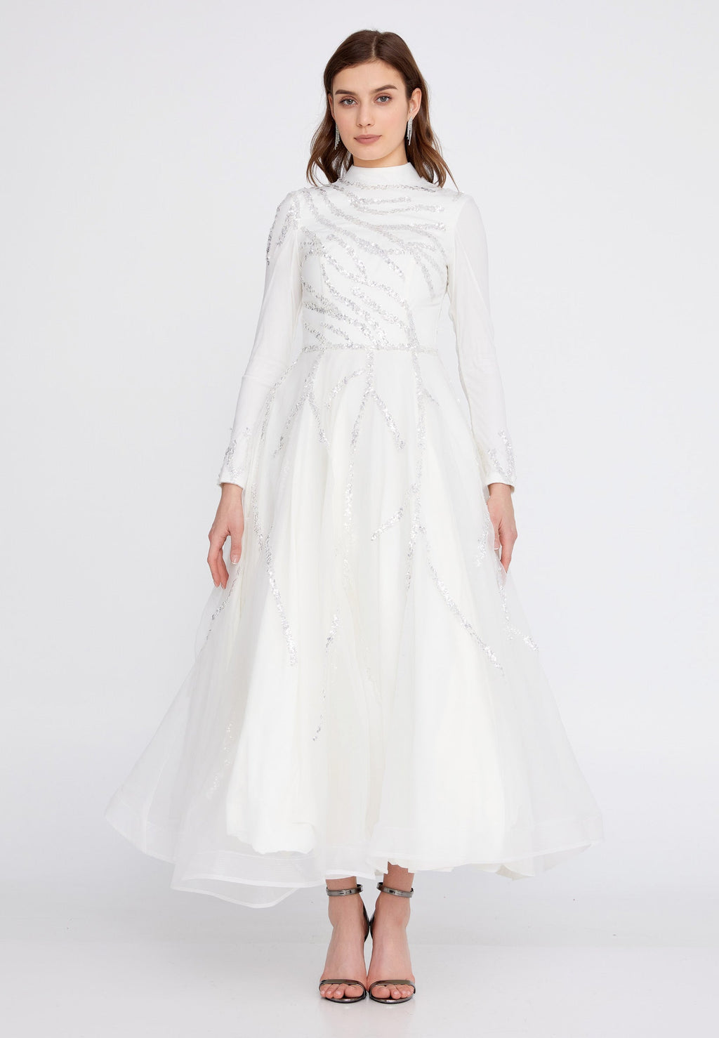 Long white ceremony dress for women - Classdi