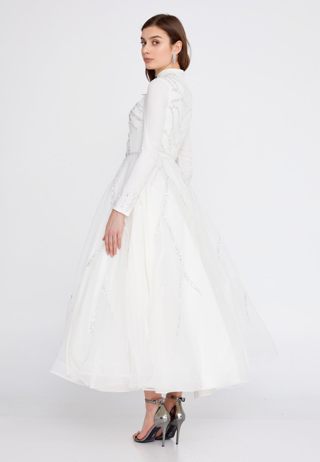 Long white ceremony dress for women - Classdi