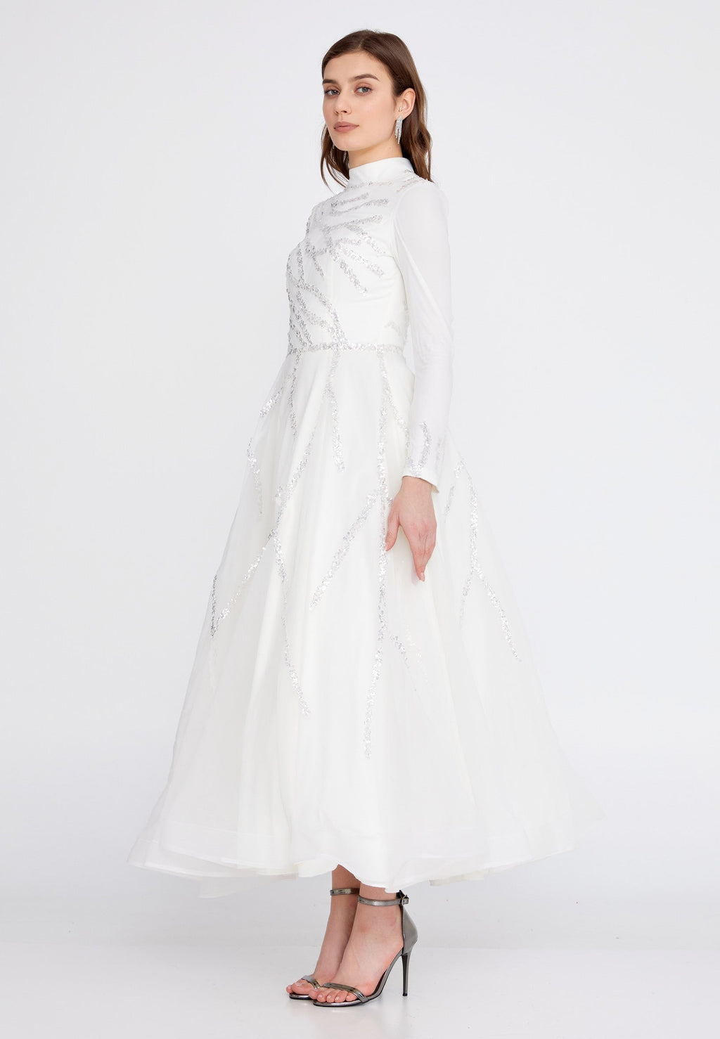 Long white ceremony dress for women - Classdi