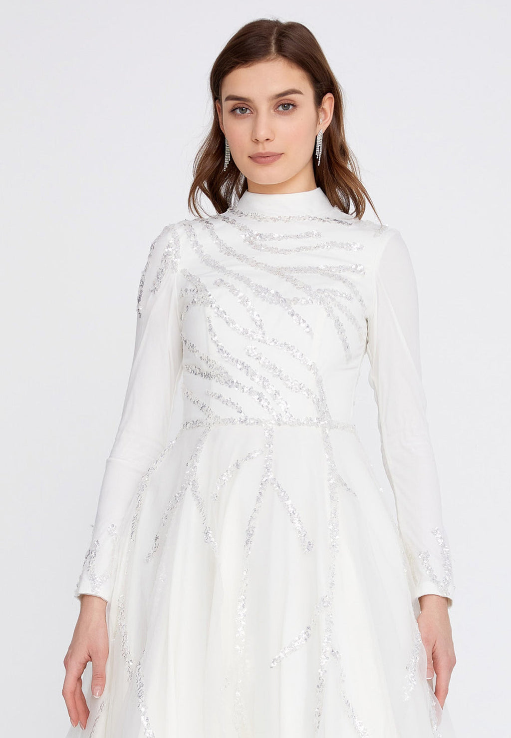 Long white ceremony dress for women - Classdi