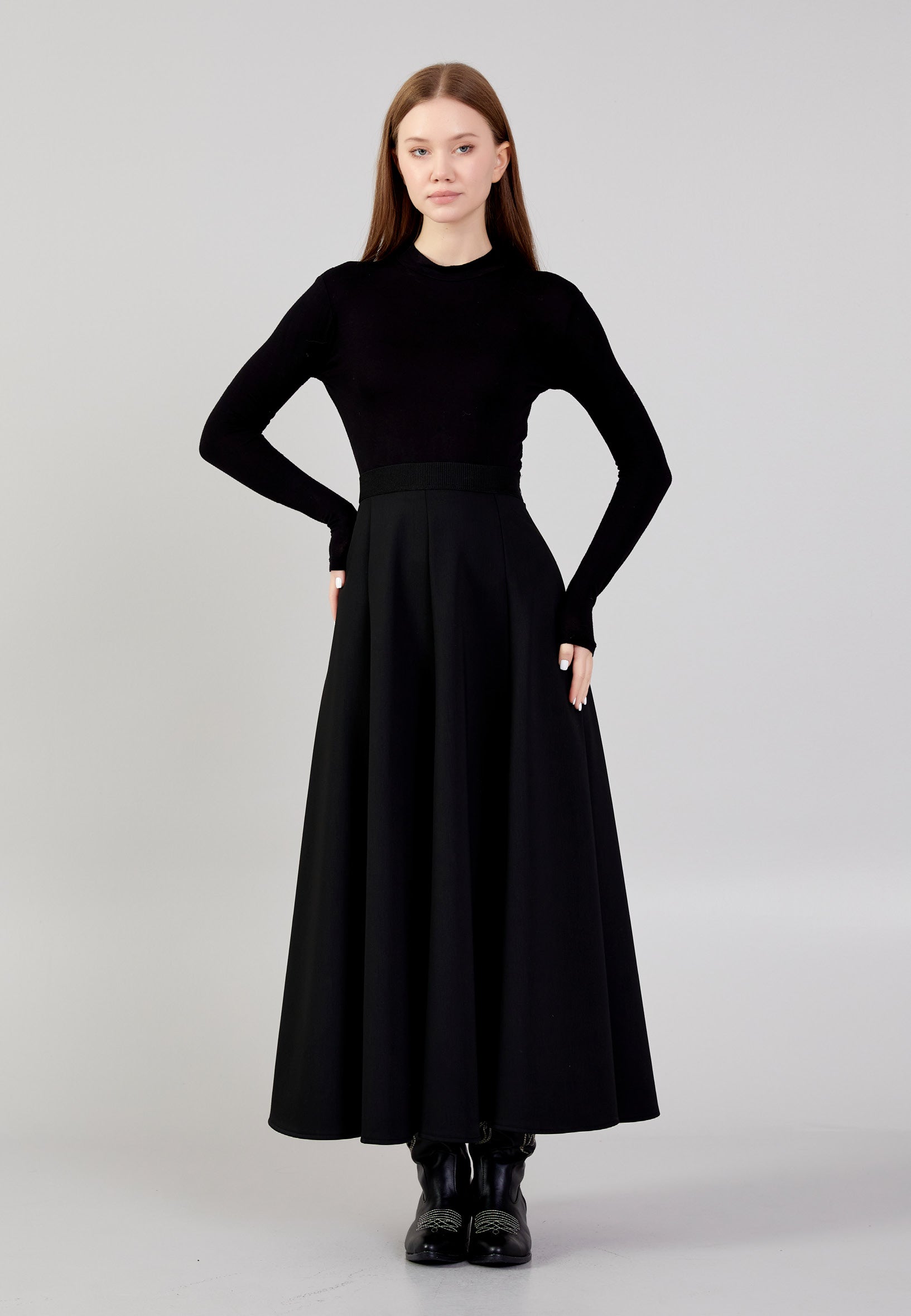 Midi Solid Color Regular Skirt noz24k30090 - Skirt - Istanbul Fashion Center
