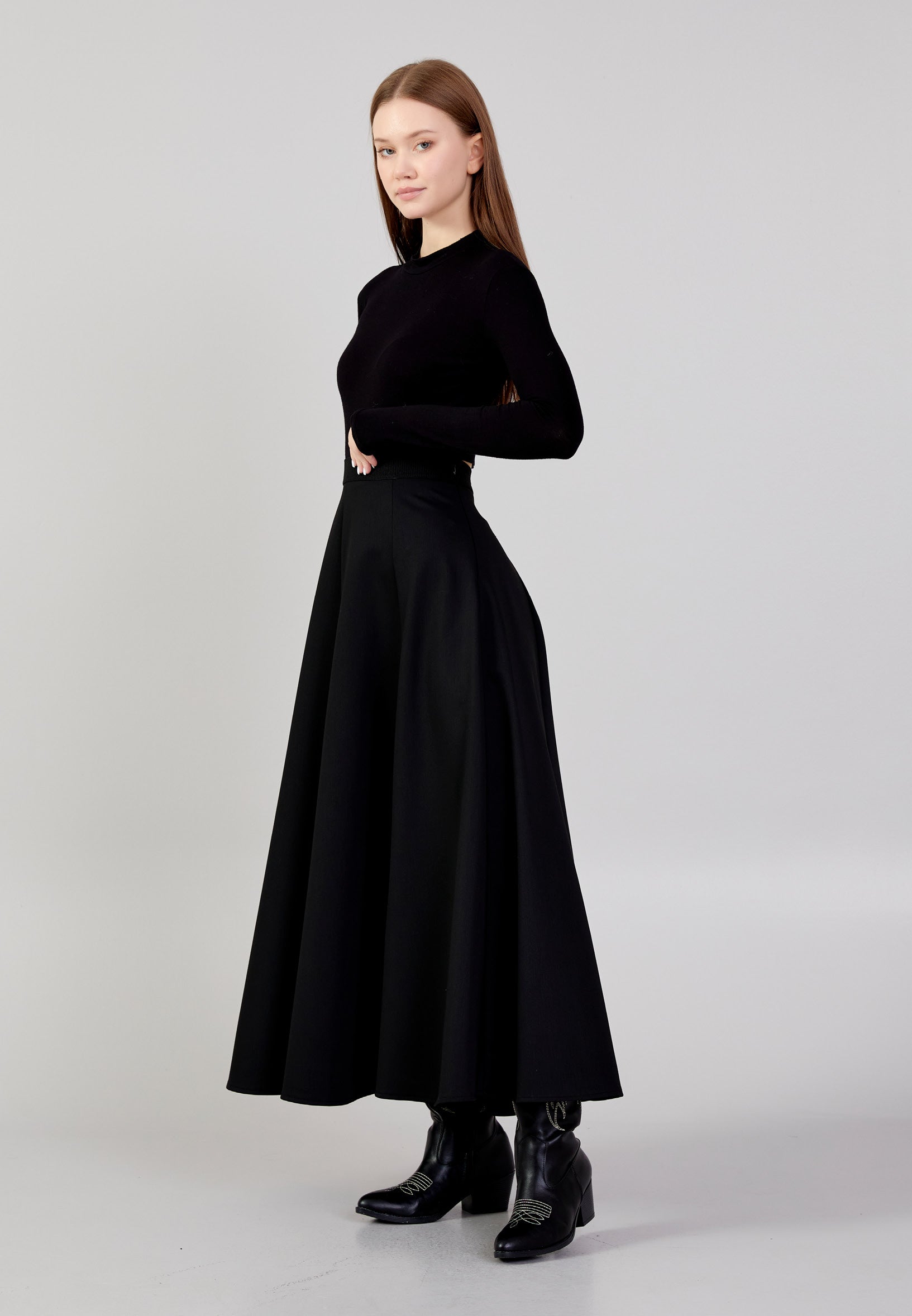 Midi Solid Color Regular Skirt noz24k30090 - Skirt - Istanbul Fashion Center