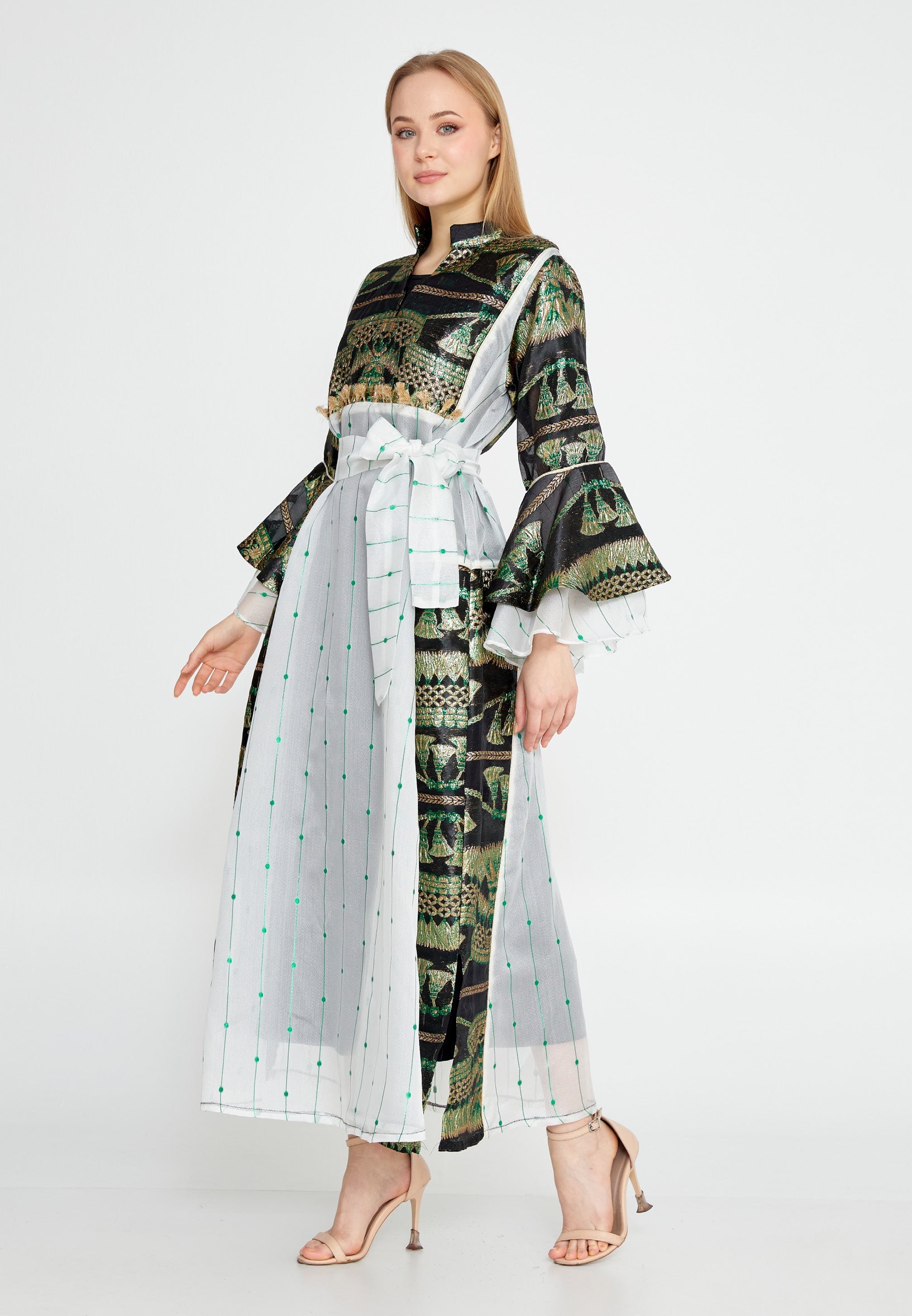 Tulle Regular Abaya rst7347 - Abaya - Istanbul Fashion Center