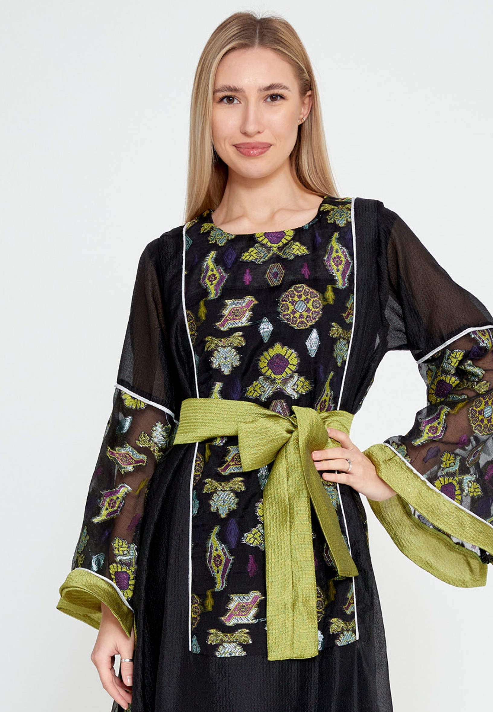 Tulle Regular Abaya rst7280 - Abaya - Istanbul Fashion Center