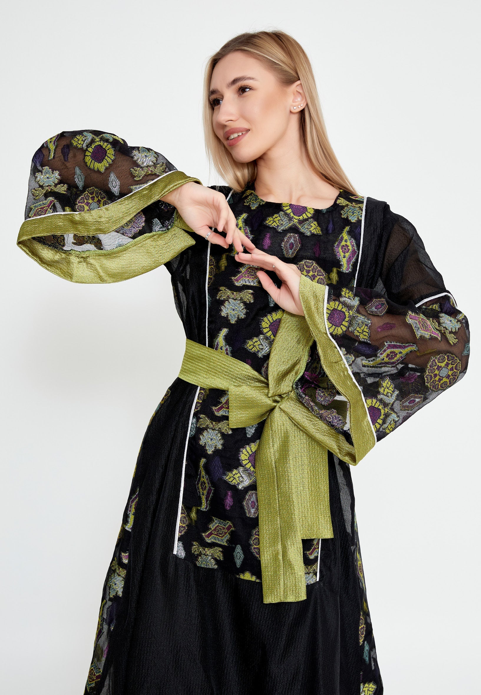 Tulle Regular Abaya rst7280 - Abaya - Istanbul Fashion Center