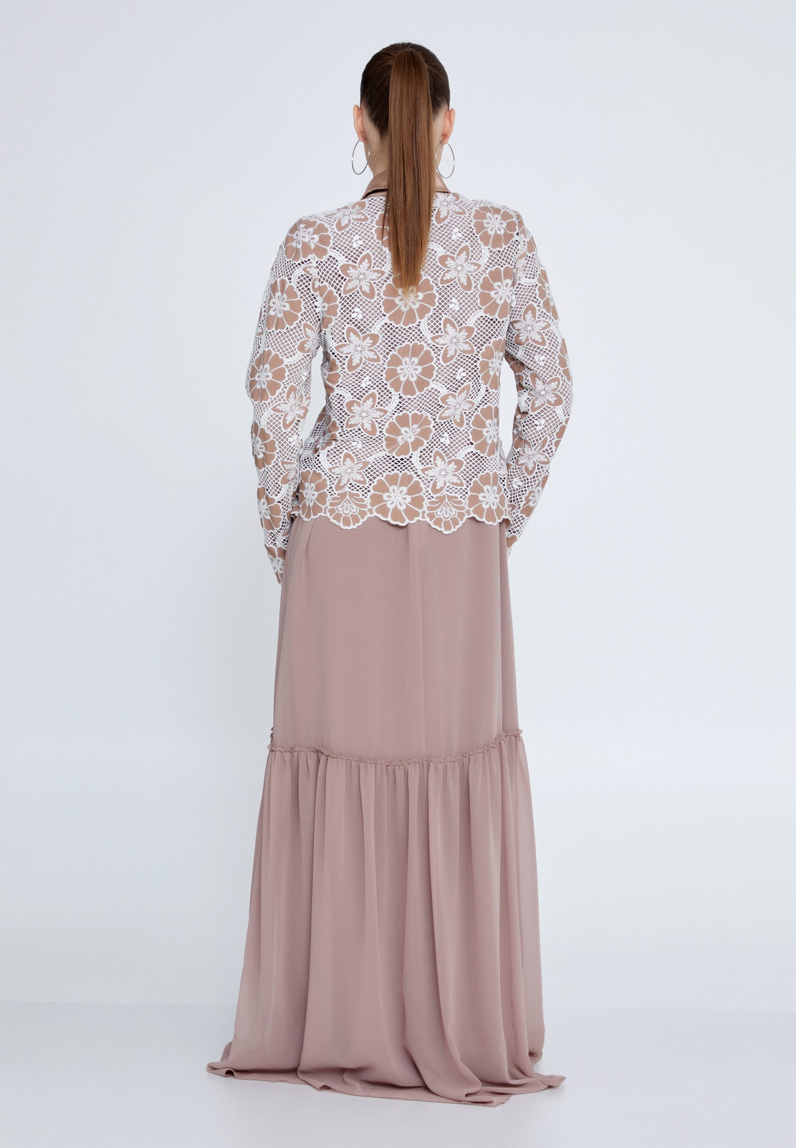 Long Sleeve Maxi Chiffon Column Regular Casual Dress shs3183 - Casual Dress - Istanbul Fashion Center
