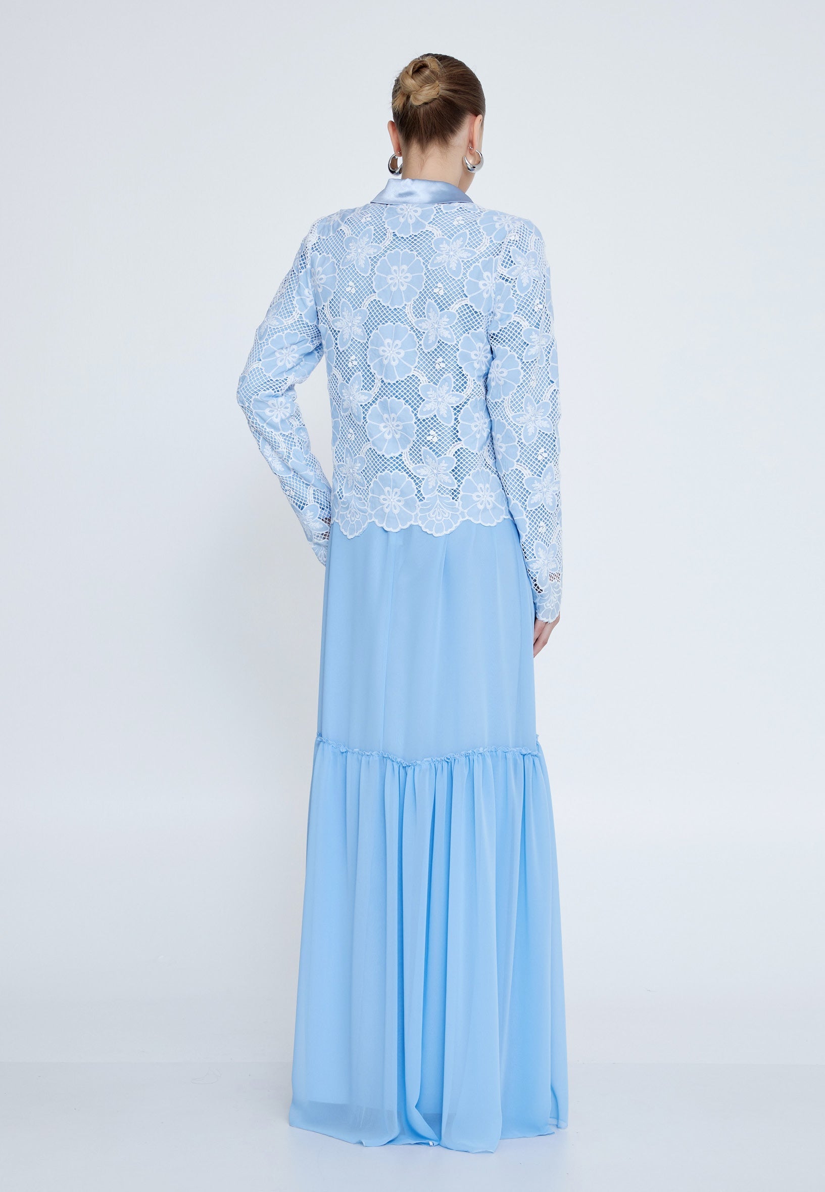 Long Sleeve Maxi Chiffon Column Regular Casual Dress shs3183 - Casual Dress - Istanbul Fashion Center