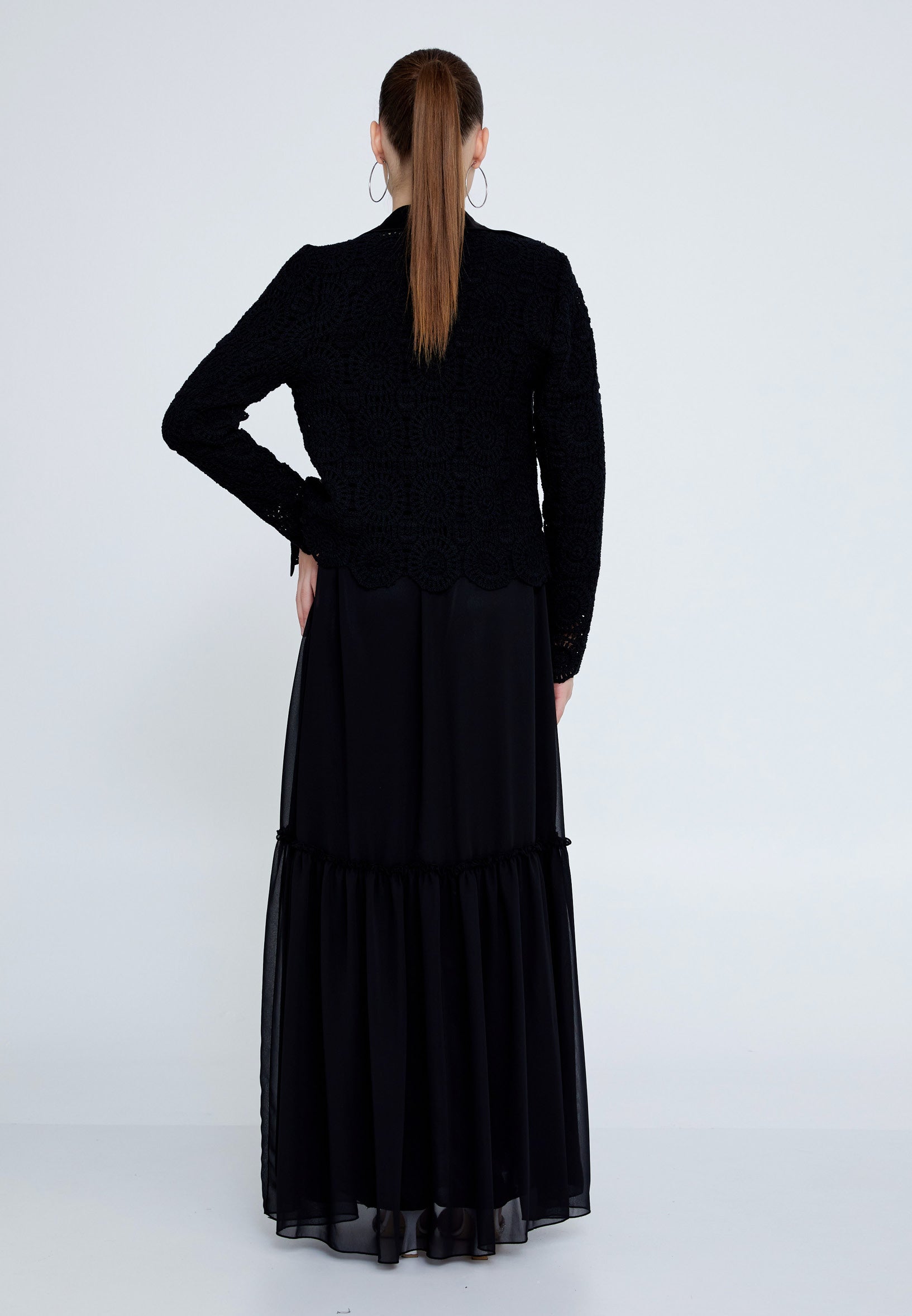 Long Sleeve Maxi Chiffon Column Regular Casual Dress shs3183 - Casual Dress - Istanbul Fashion Center