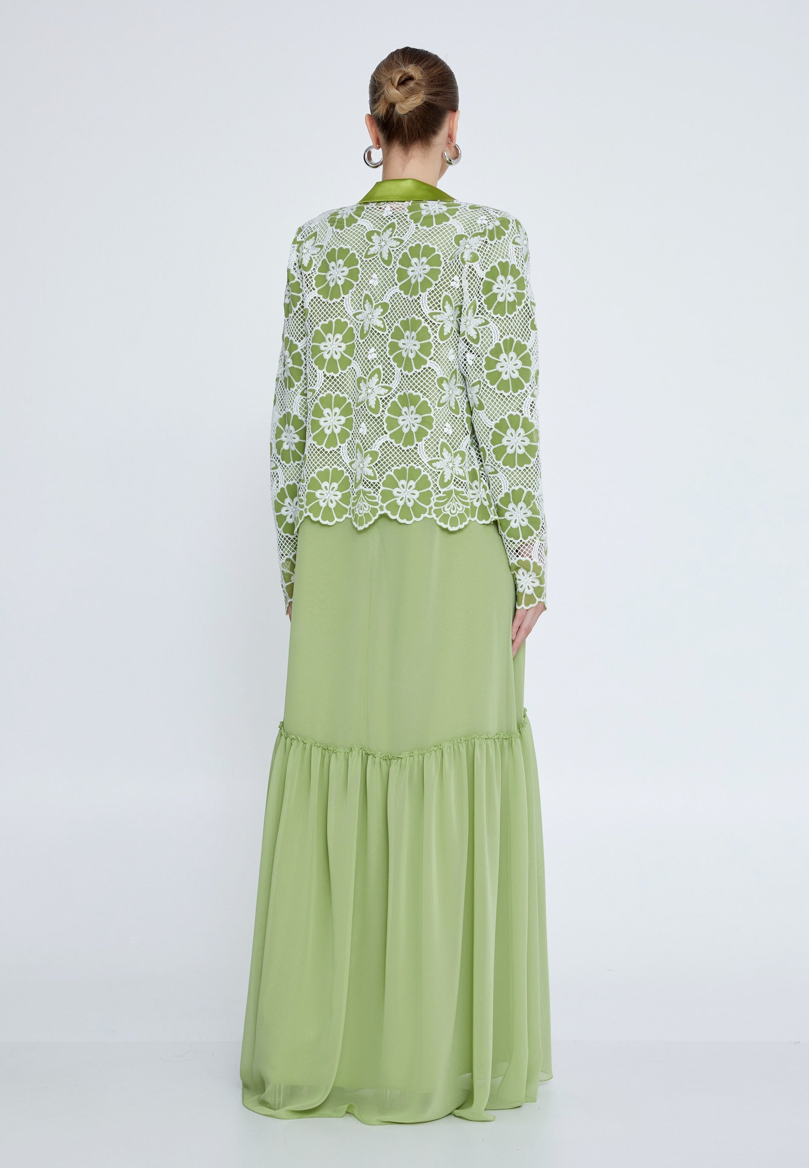 Long Sleeve Maxi Chiffon Column Regular Casual Dress shs3183 - Casual Dress - Istanbul Fashion Center