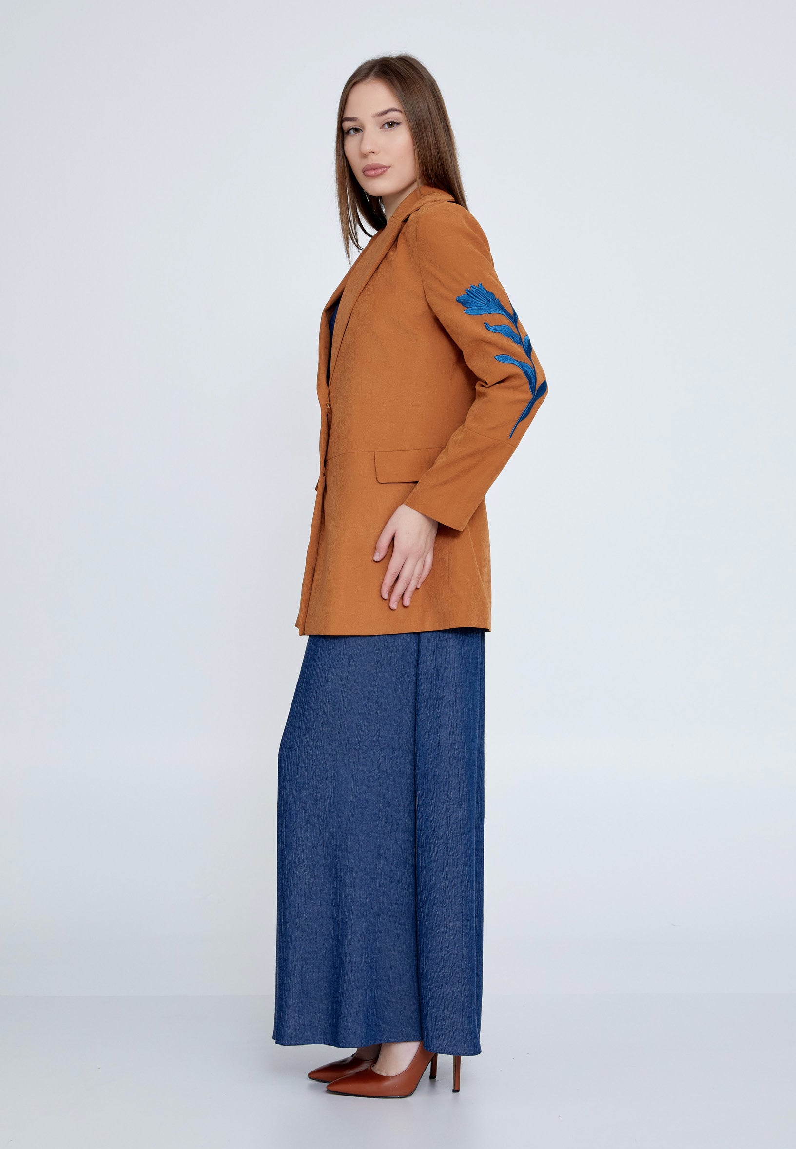Long Sleeve Viscose Floral Regular Two-Piece Outfit noz24y60082 - Two-Piece Outfit - Istanbul Fashion Center