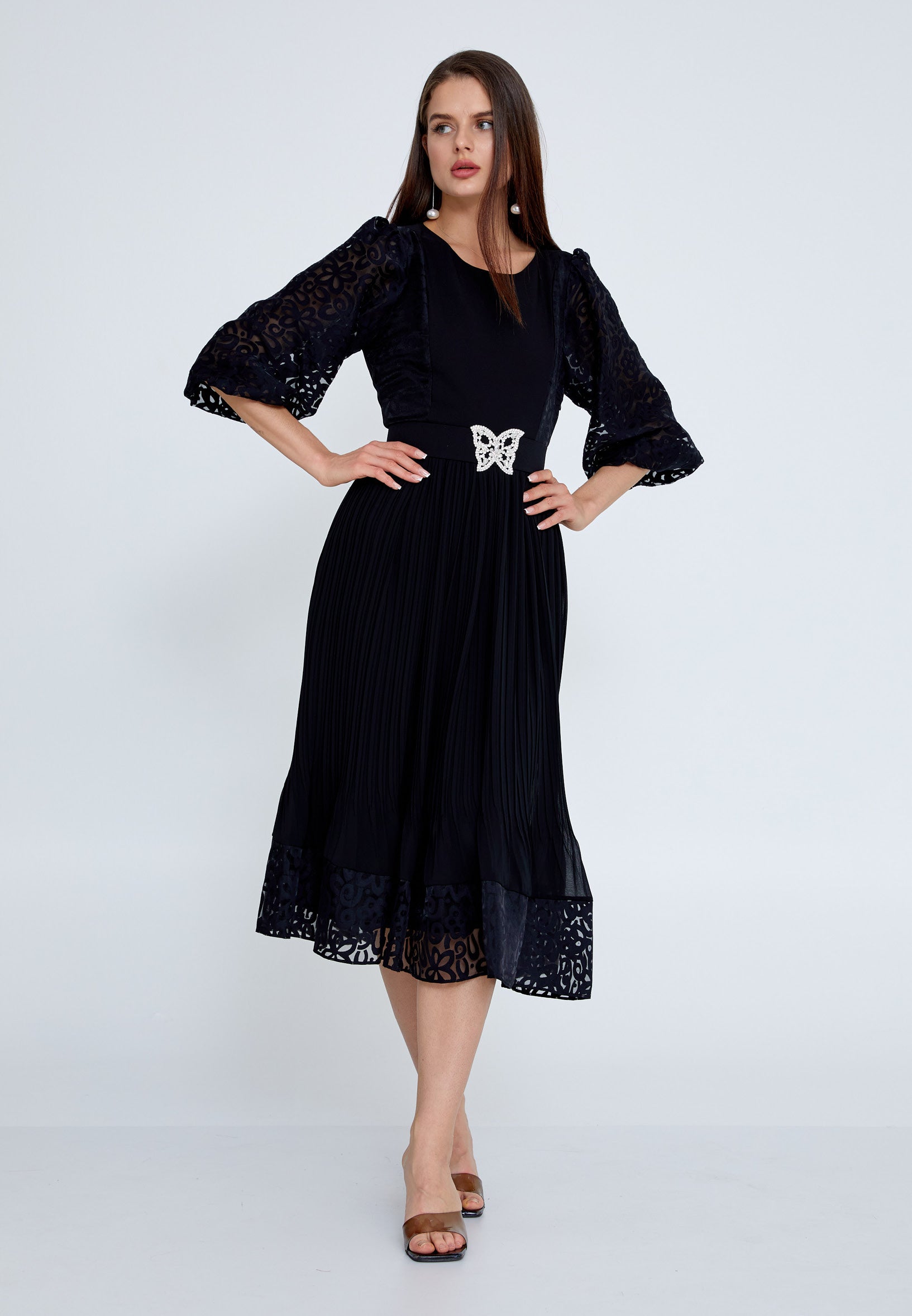 Mid-Length Midi Chiffon Column Regular Evening Dress opr2083 - Evening Dress - Istanbul Fashion Center