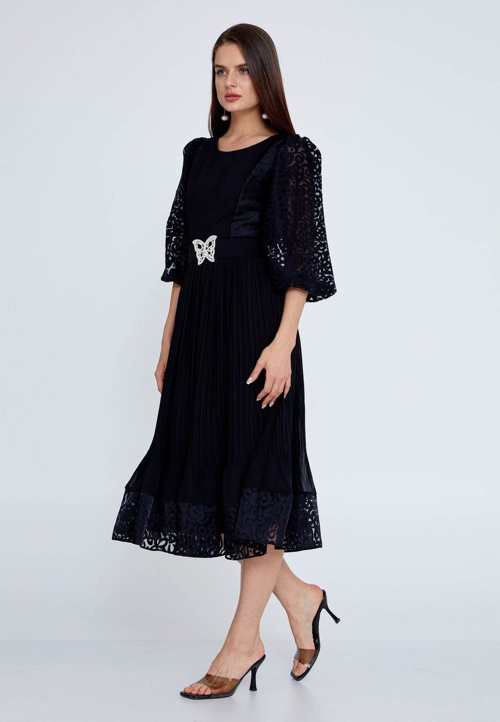 Mid-Length Midi Chiffon Column Regular Evening Dress opr2083 - Evening Dress - Istanbul Fashion Center