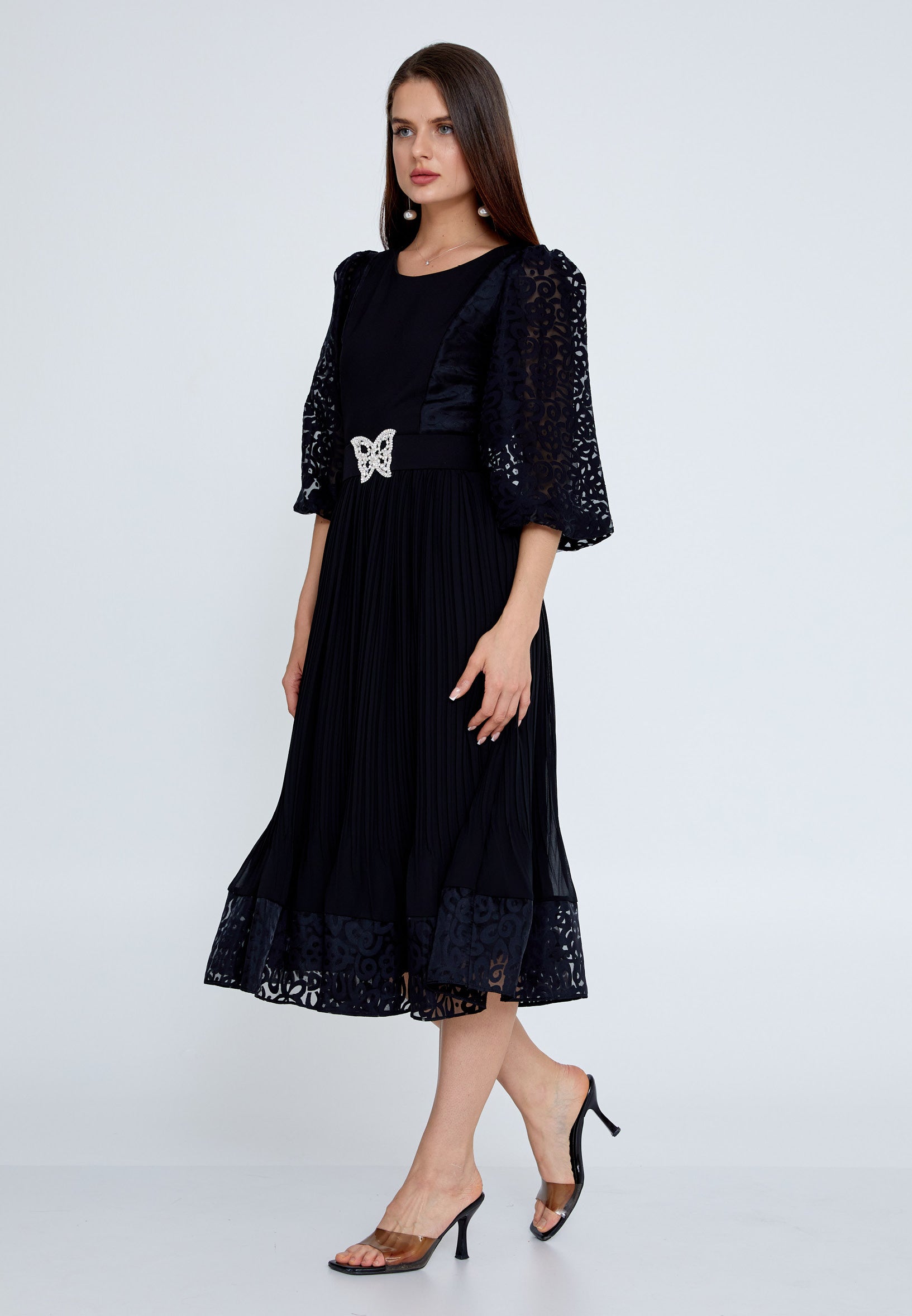 Mid-Length Midi Chiffon Column Regular Evening Dress opr2083 - Evening Dress - Istanbul Fashion Center