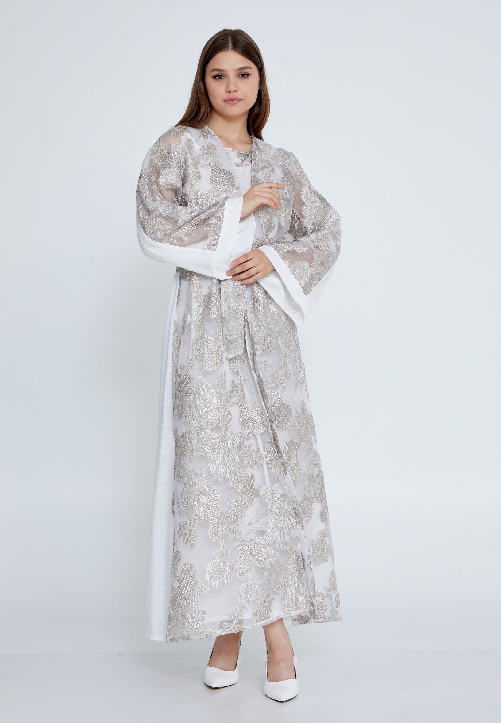 Tulle Regular Abaya rst7656 - Abaya - Istanbul Fashion Center