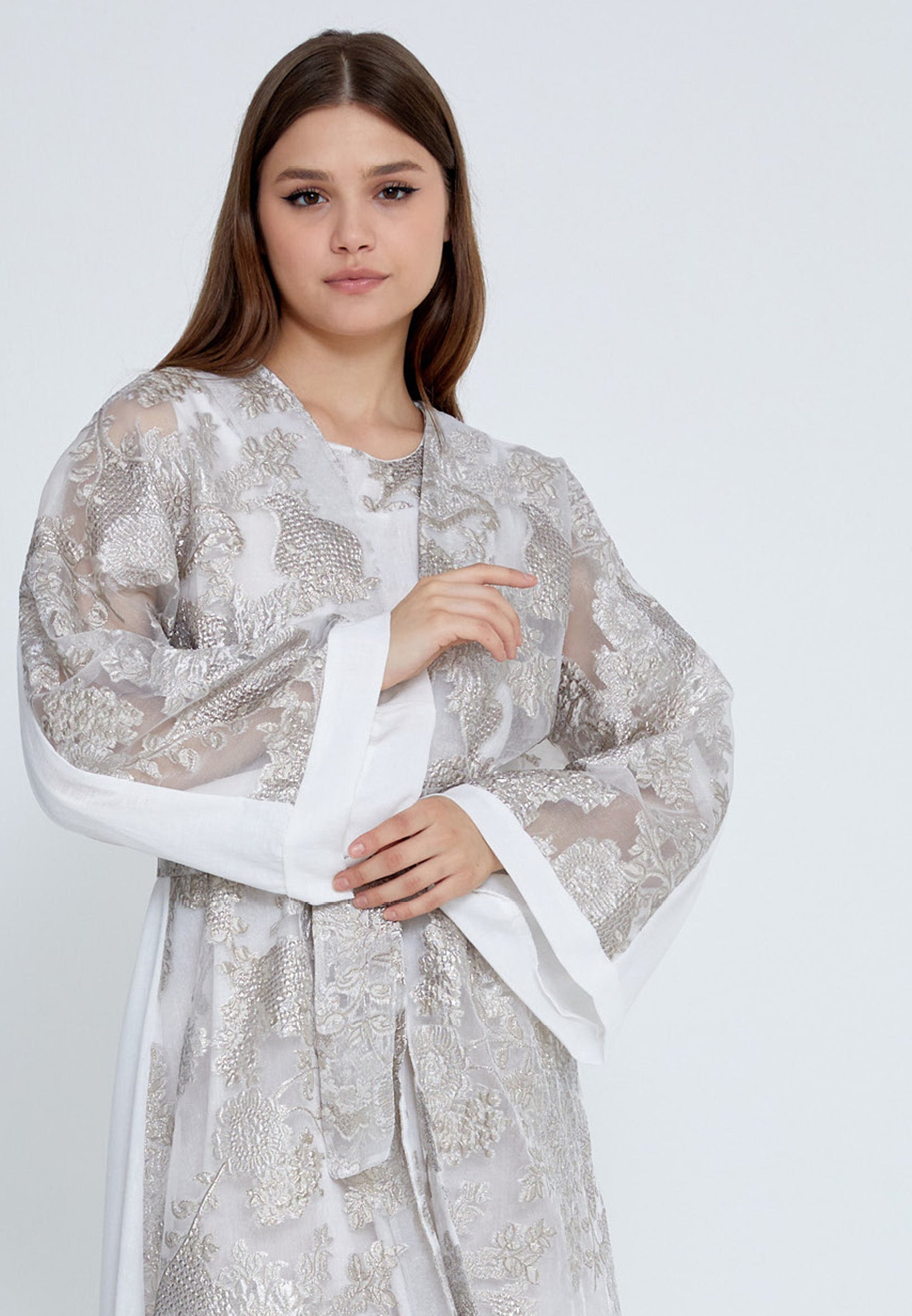 Tulle Regular Abaya rst7656 - Abaya - Istanbul Fashion Center
