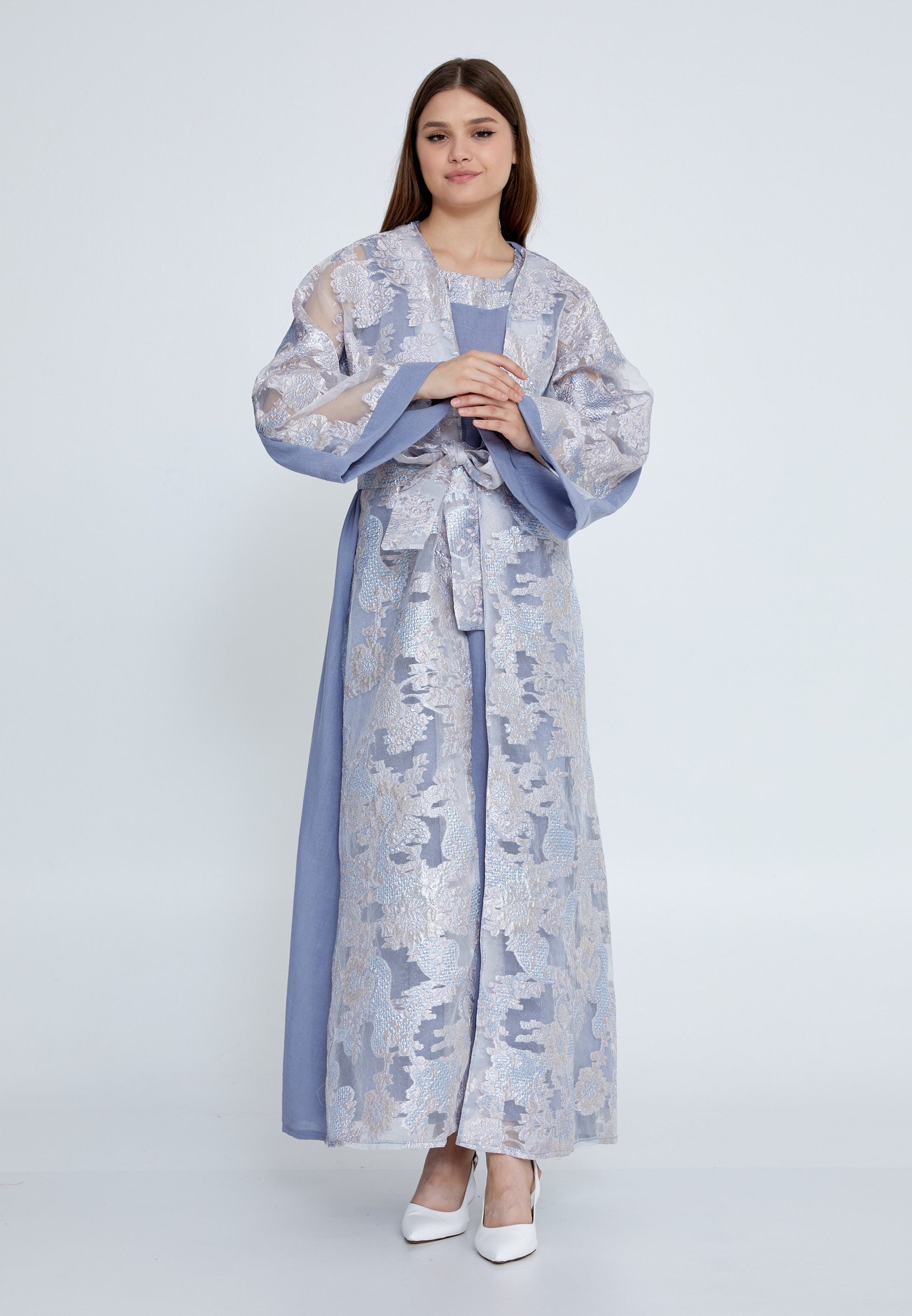 Tulle Regular Abaya rst7656 - Abaya - Istanbul Fashion Center