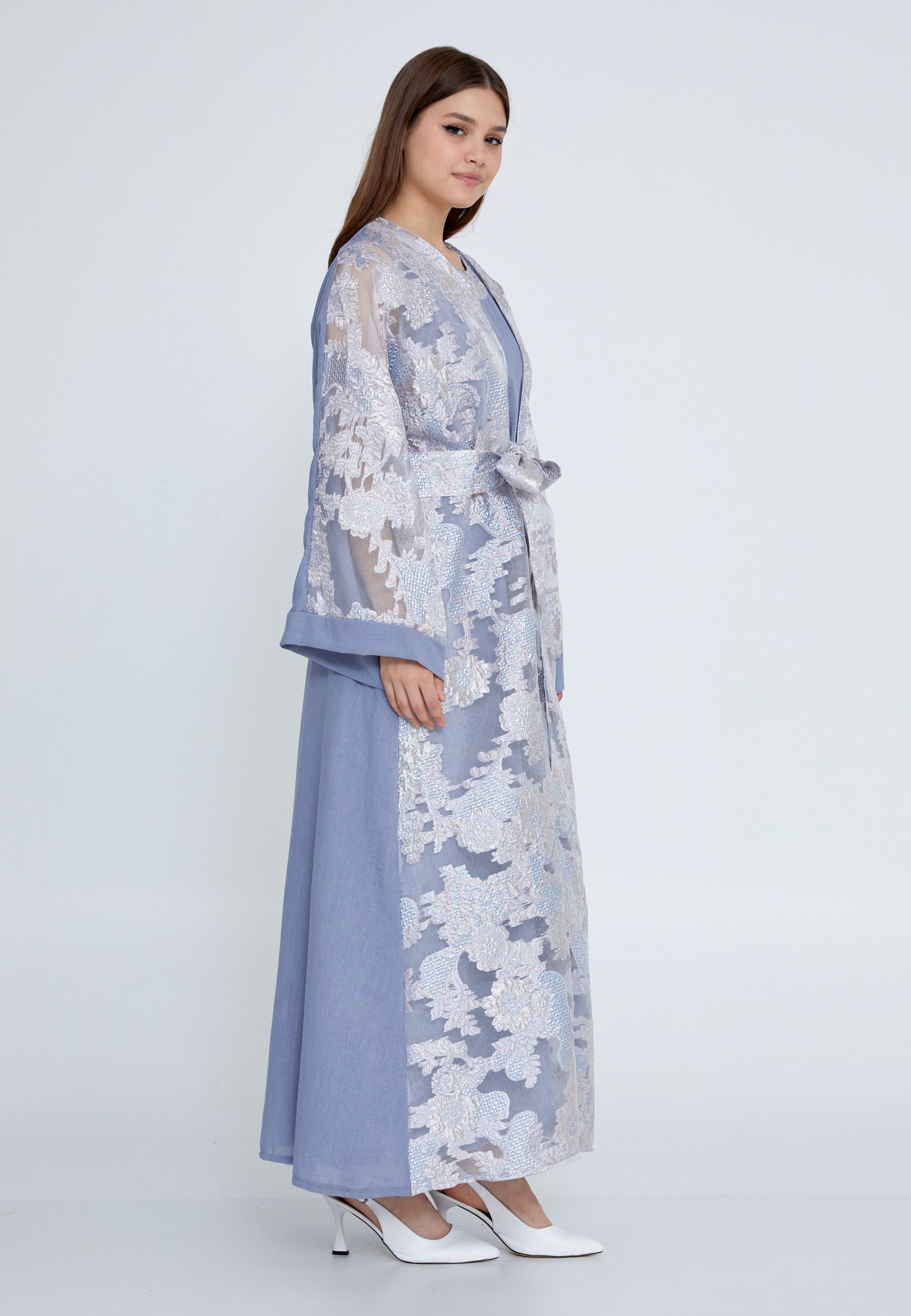 Tulle Regular Abaya rst7656 - Abaya - Istanbul Fashion Center