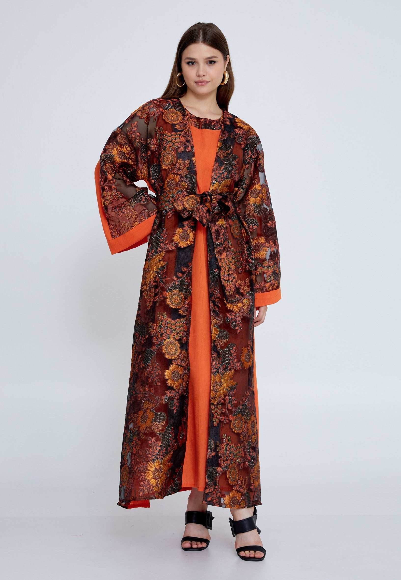 Tulle Regular Abaya rst7656 - Abaya - Istanbul Fashion Center