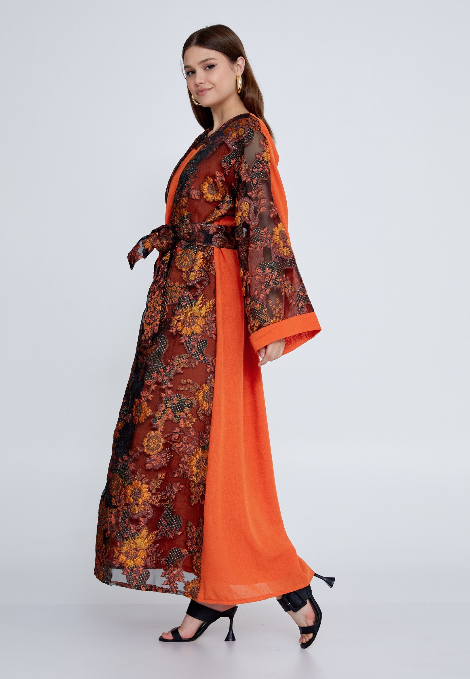 Tulle Regular Abaya rst7656 - Abaya - Istanbul Fashion Center