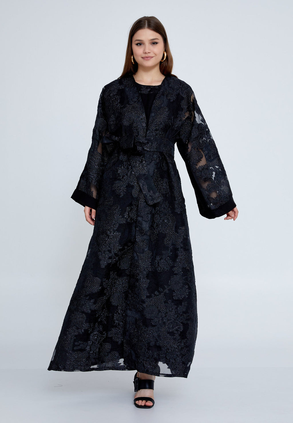 Tulle Regular Abaya rst7656 - Abaya - Istanbul Fashion Center