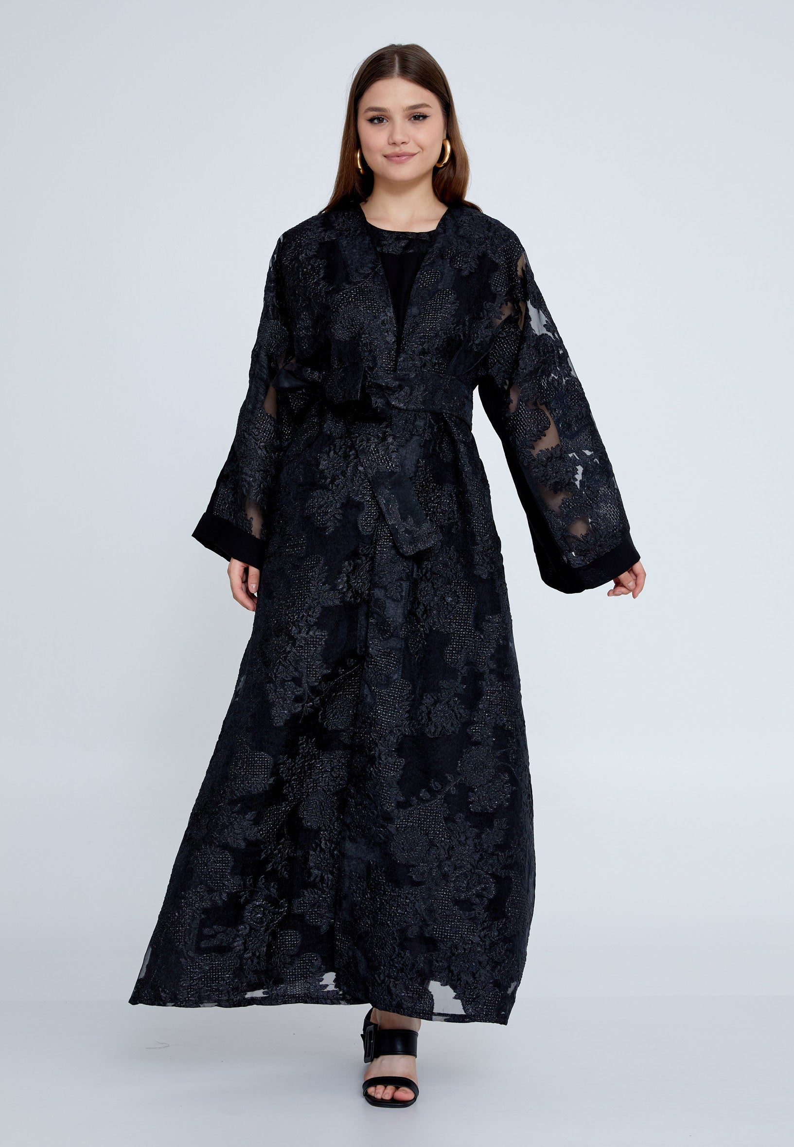 Tulle Regular Abaya rst7656 - Abaya - Istanbul Fashion Center