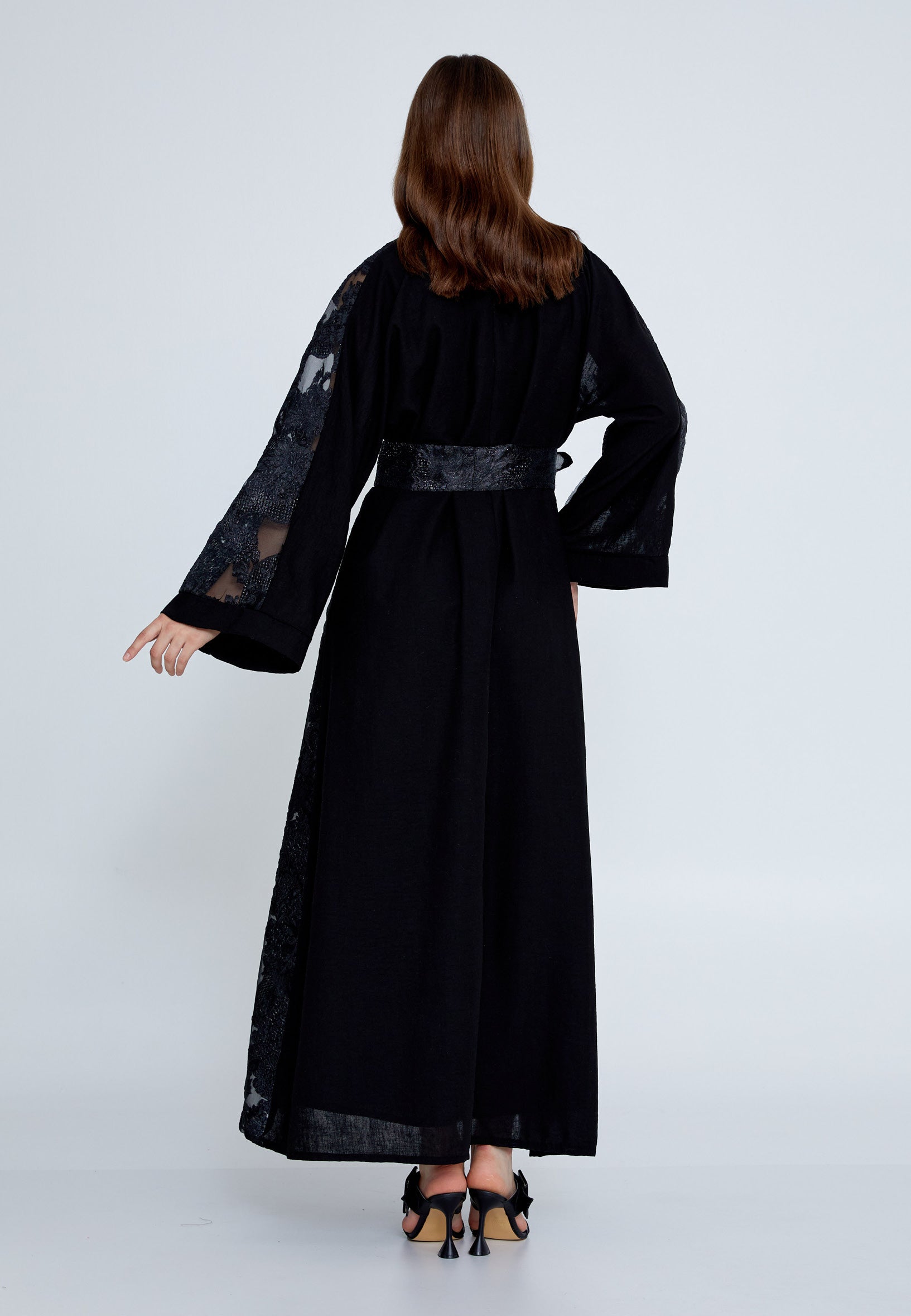 Tulle Regular Abaya rst7656 - Abaya - Istanbul Fashion Center