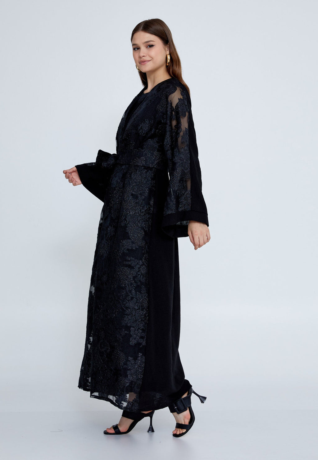 Tulle Regular Abaya rst7656 - Abaya - Istanbul Fashion Center