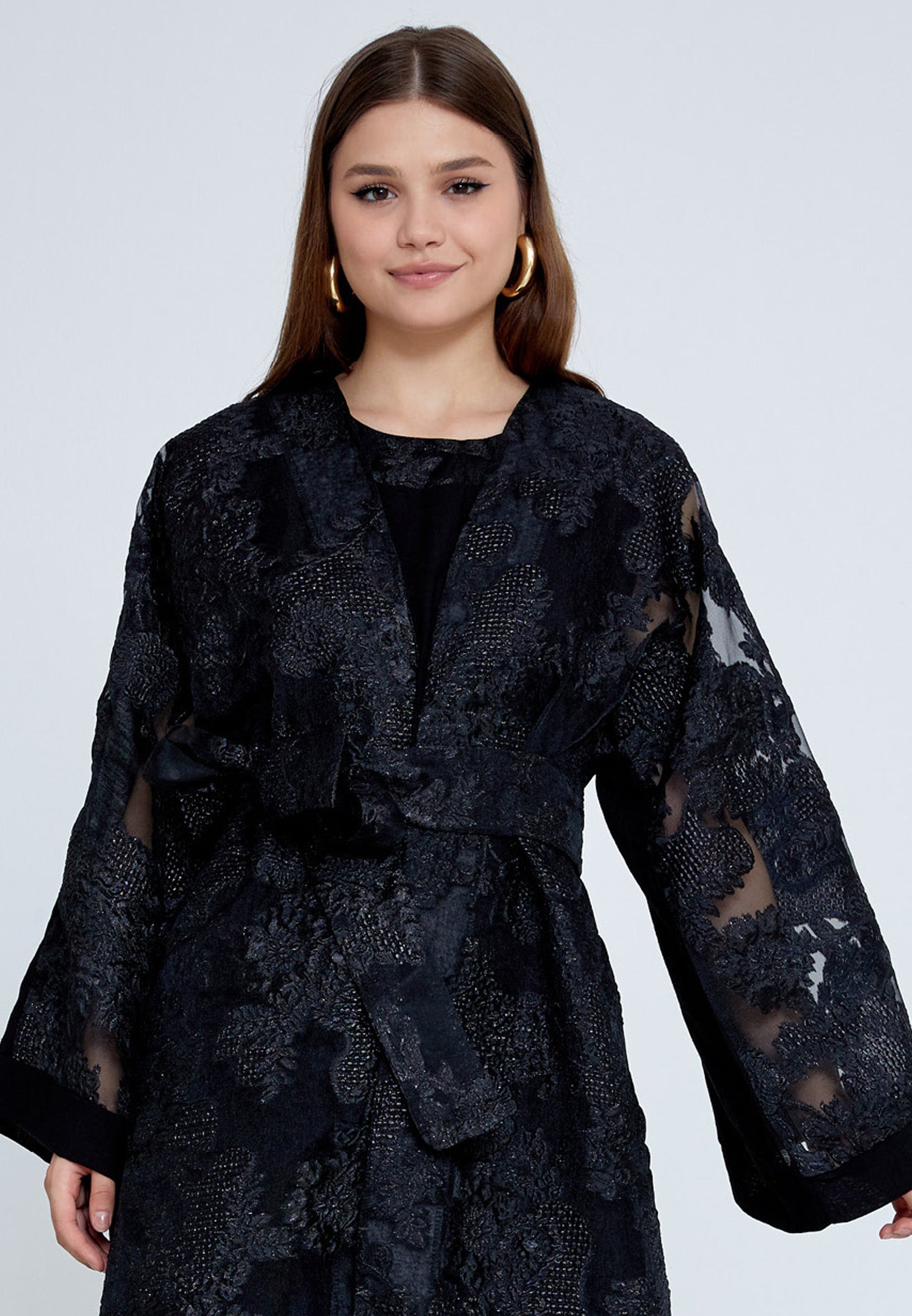 Tulle Regular Abaya rst7656 - Abaya - Istanbul Fashion Center
