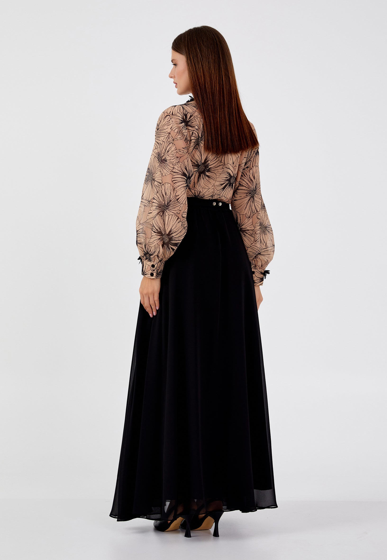 Long Sleeve Chiffon Floral Regular Two-Piece Outfit dwn64900 - Two-Piece Outfit - Istanbul Fashion Center