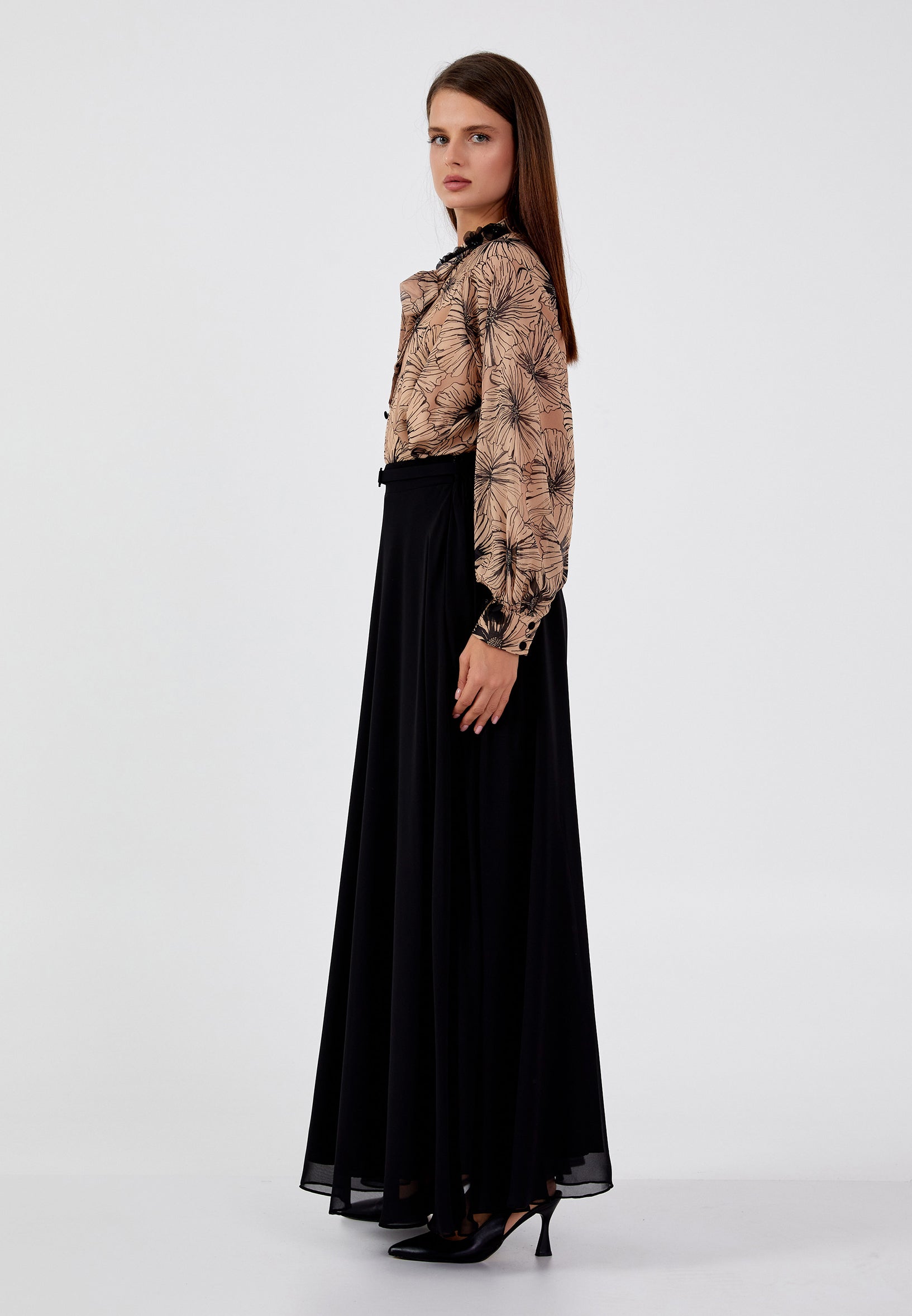 Long Sleeve Chiffon Floral Regular Two-Piece Outfit dwn64900 - Two-Piece Outfit - Istanbul Fashion Center