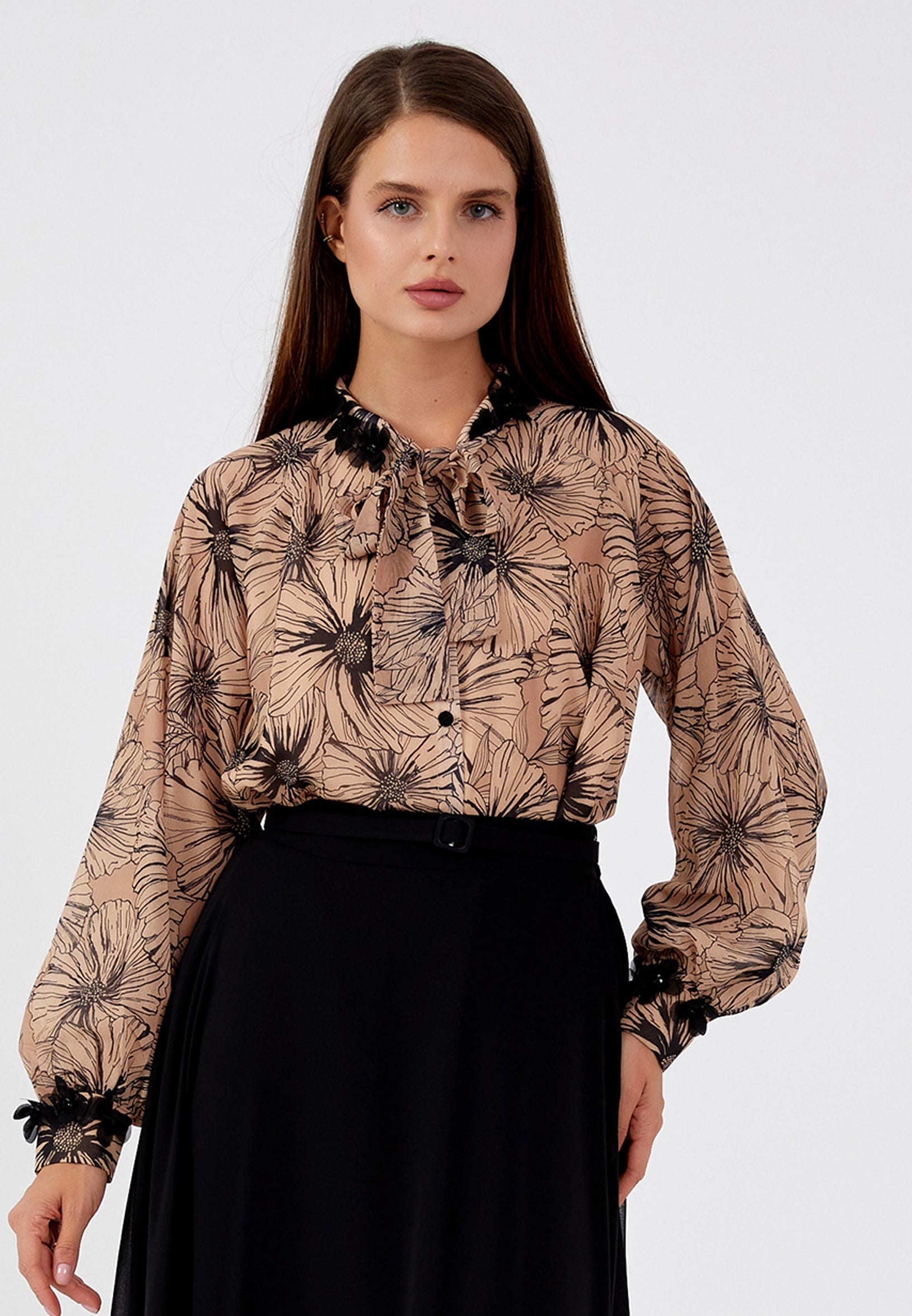 Long Sleeve Chiffon Floral Regular Two-Piece Outfit dwn64900 - Two-Piece Outfit - Istanbul Fashion Center