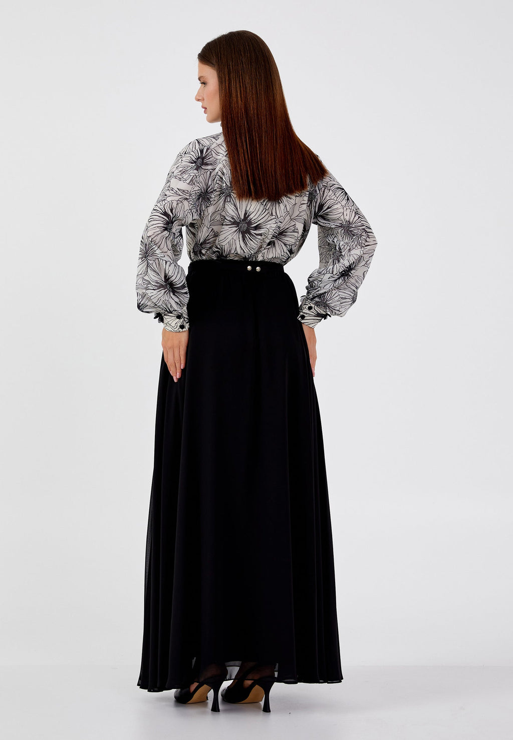 Long Sleeve Chiffon Floral Regular Two-Piece Outfit dwn64900 - Two-Piece Outfit - Istanbul Fashion Center