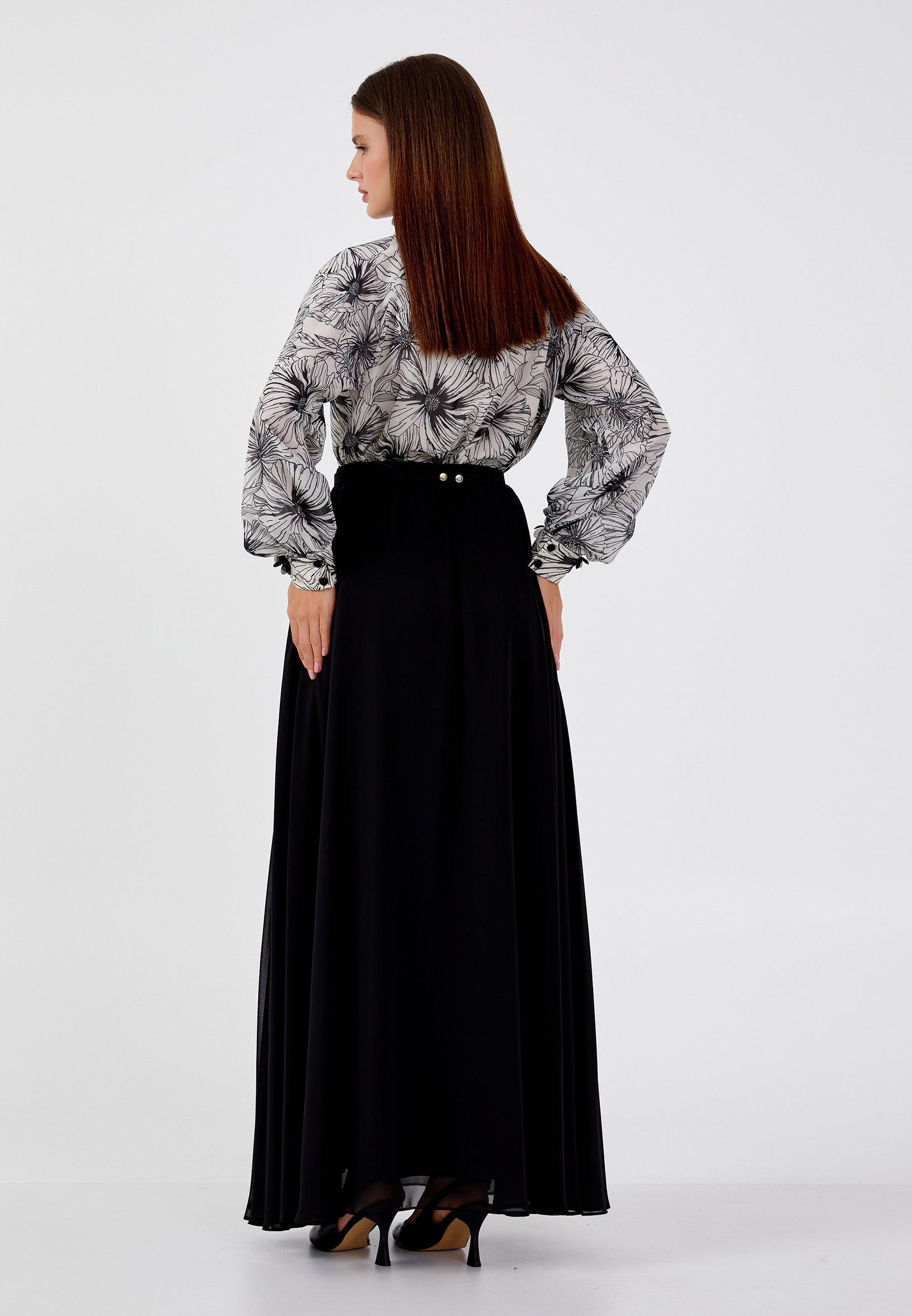 Long Sleeve Chiffon Floral Regular Two-Piece Outfit dwn64900 - Two-Piece Outfit - Istanbul Fashion Center
