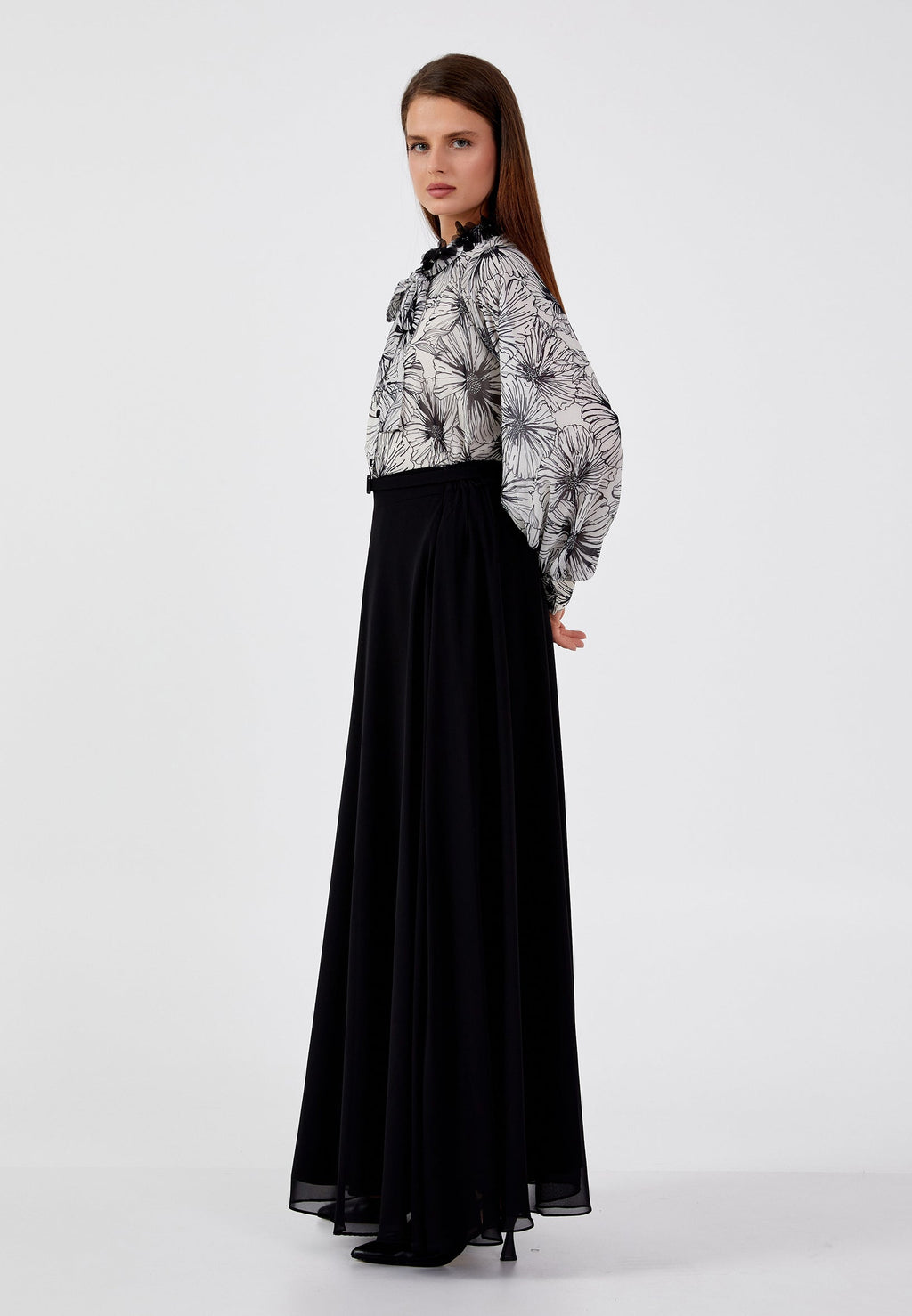 Long Sleeve Chiffon Floral Regular Two-Piece Outfit dwn64900 - Two-Piece Outfit - Istanbul Fashion Center