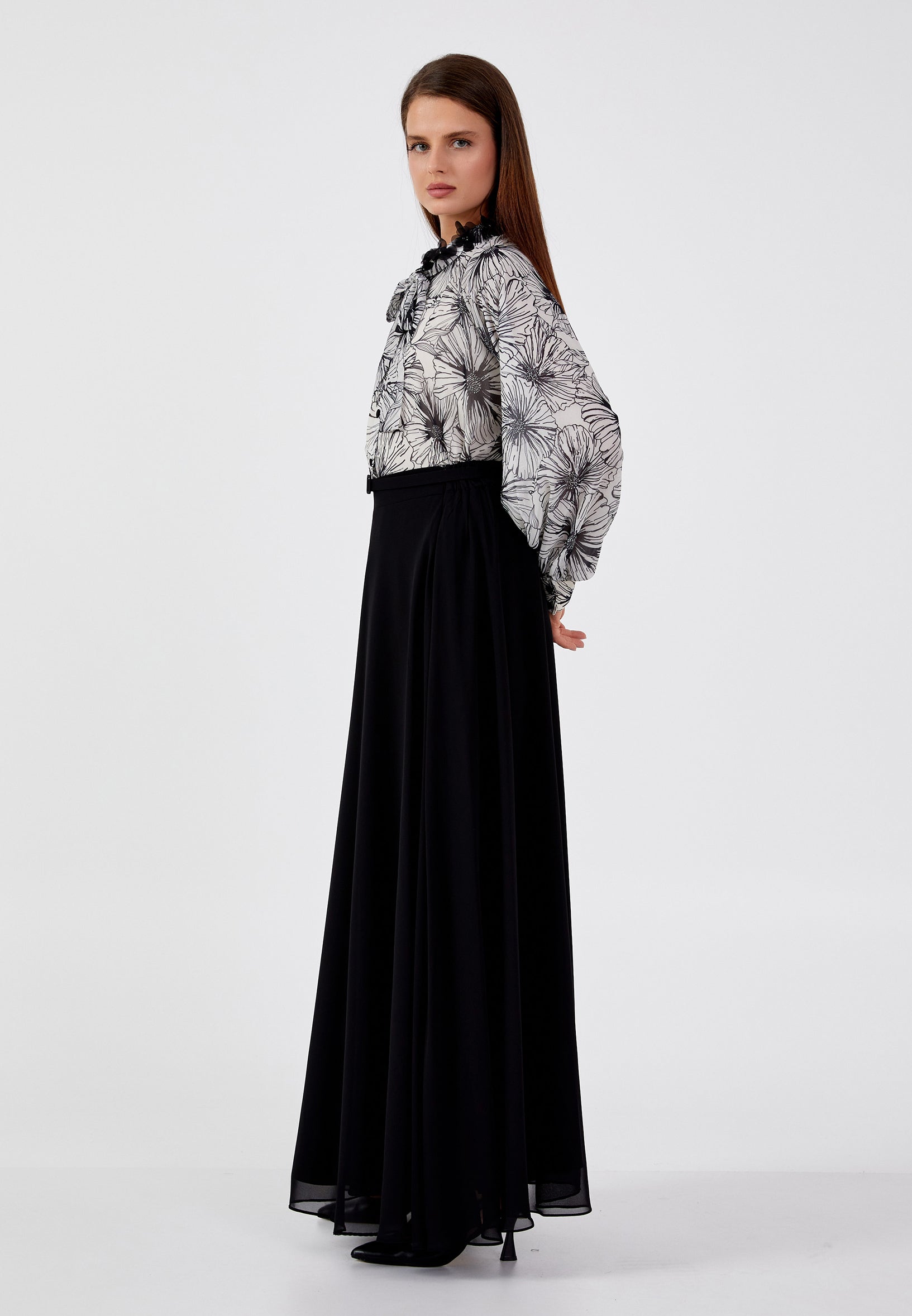 Long Sleeve Chiffon Floral Regular Two-Piece Outfit dwn64900 - Two-Piece Outfit - Istanbul Fashion Center