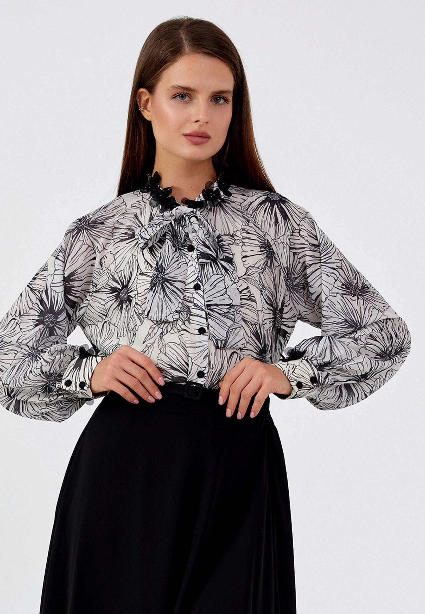 Long Sleeve Chiffon Floral Regular Two-Piece Outfit dwn64900 - Two-Piece Outfit - Istanbul Fashion Center