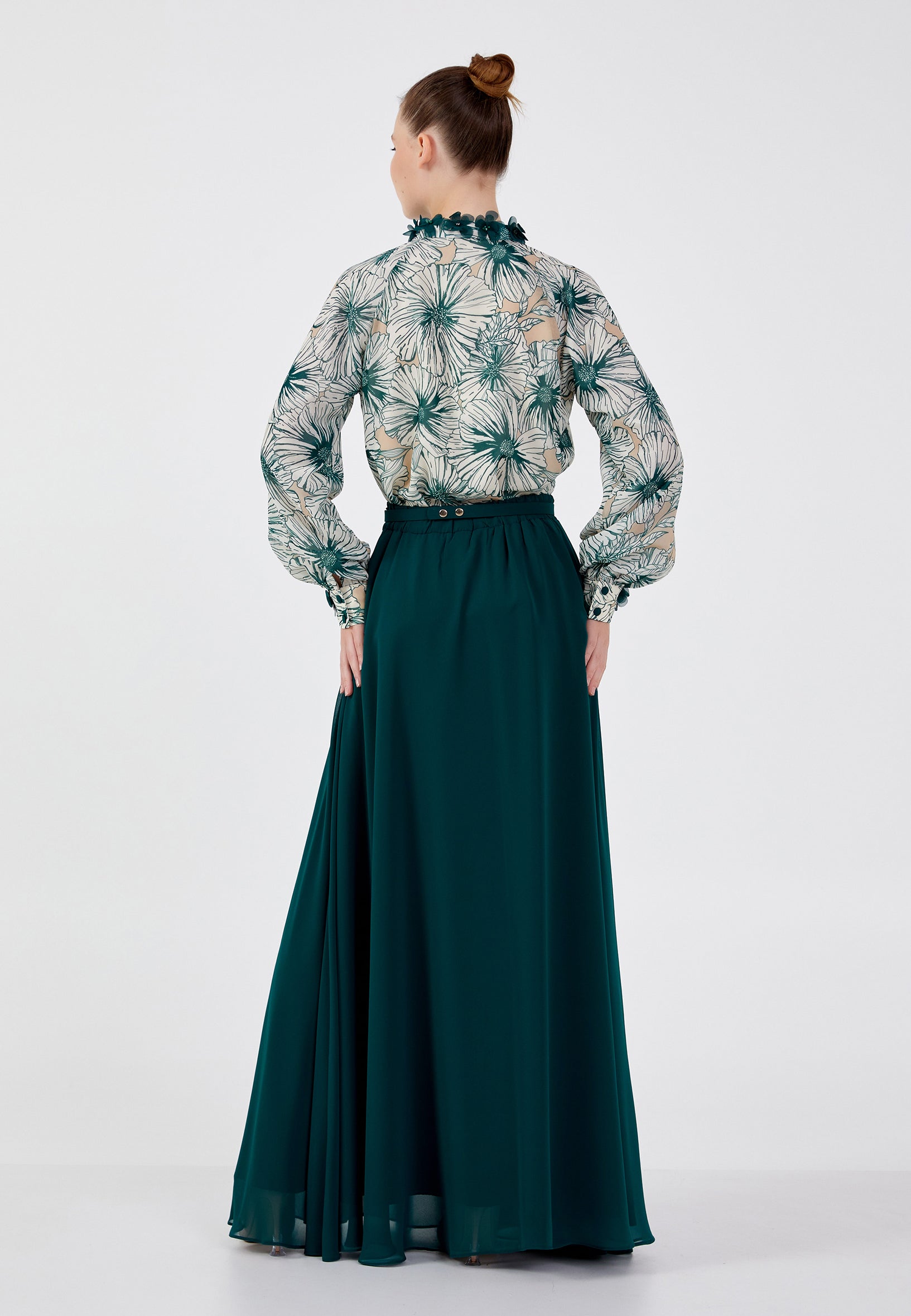 Long Sleeve Chiffon Floral Regular Two-Piece Outfit dwn64900 - Two-Piece Outfit - Istanbul Fashion Center