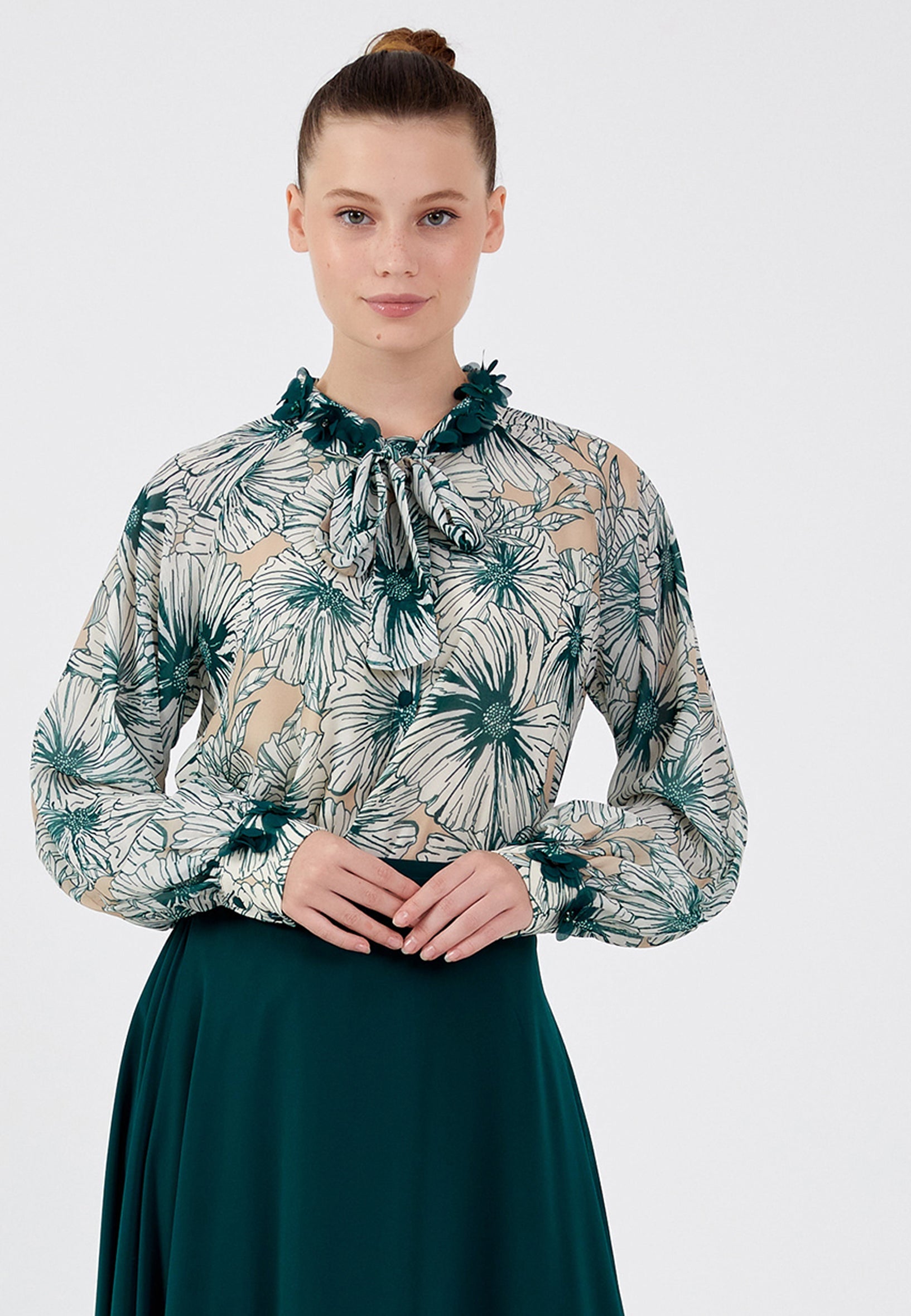 Long Sleeve Chiffon Floral Regular Two-Piece Outfit dwn64900 - Two-Piece Outfit - Istanbul Fashion Center