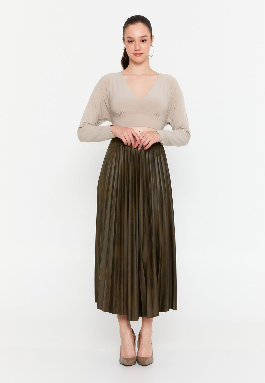 long pleated skirt