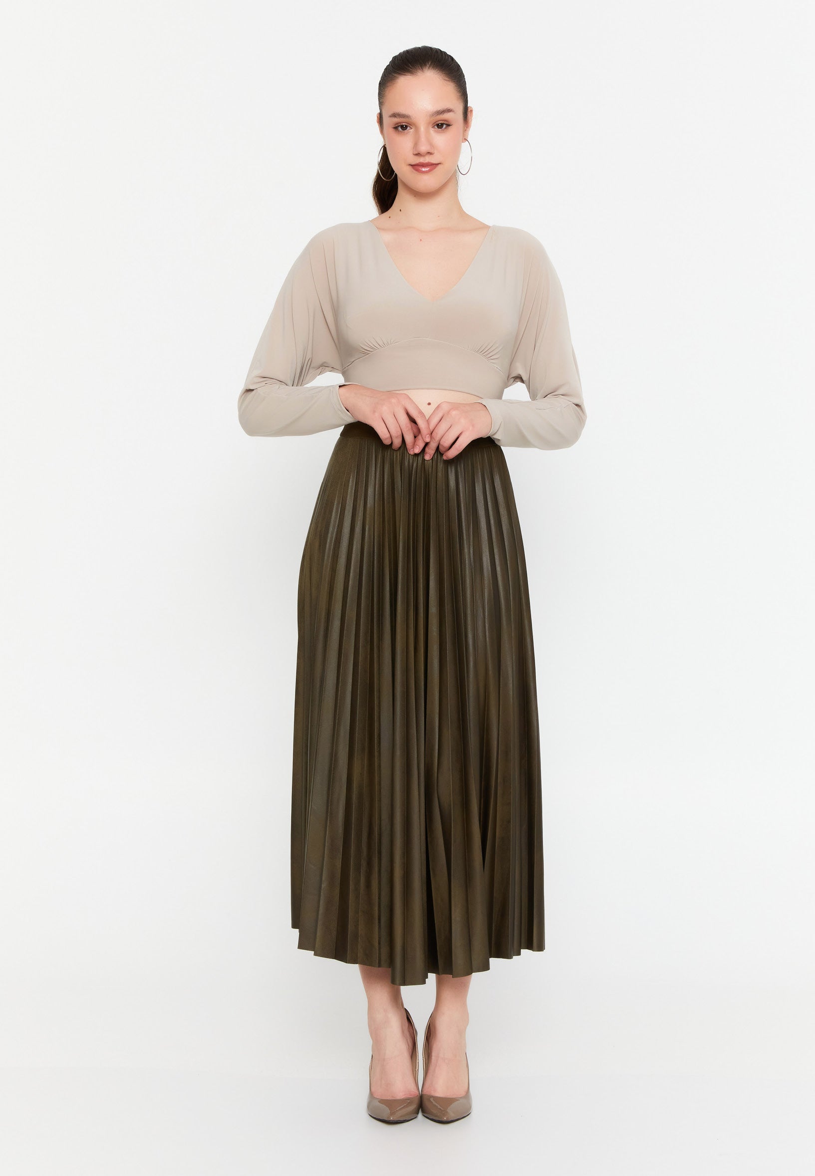 long pleated skirt