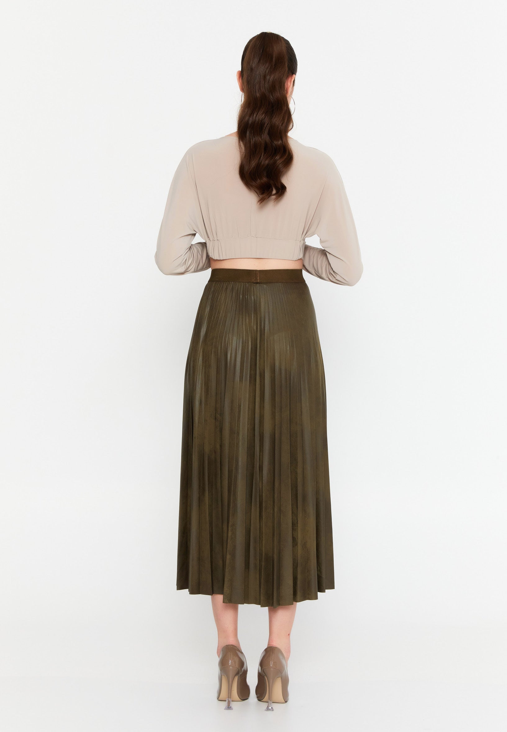 long pleated skirt