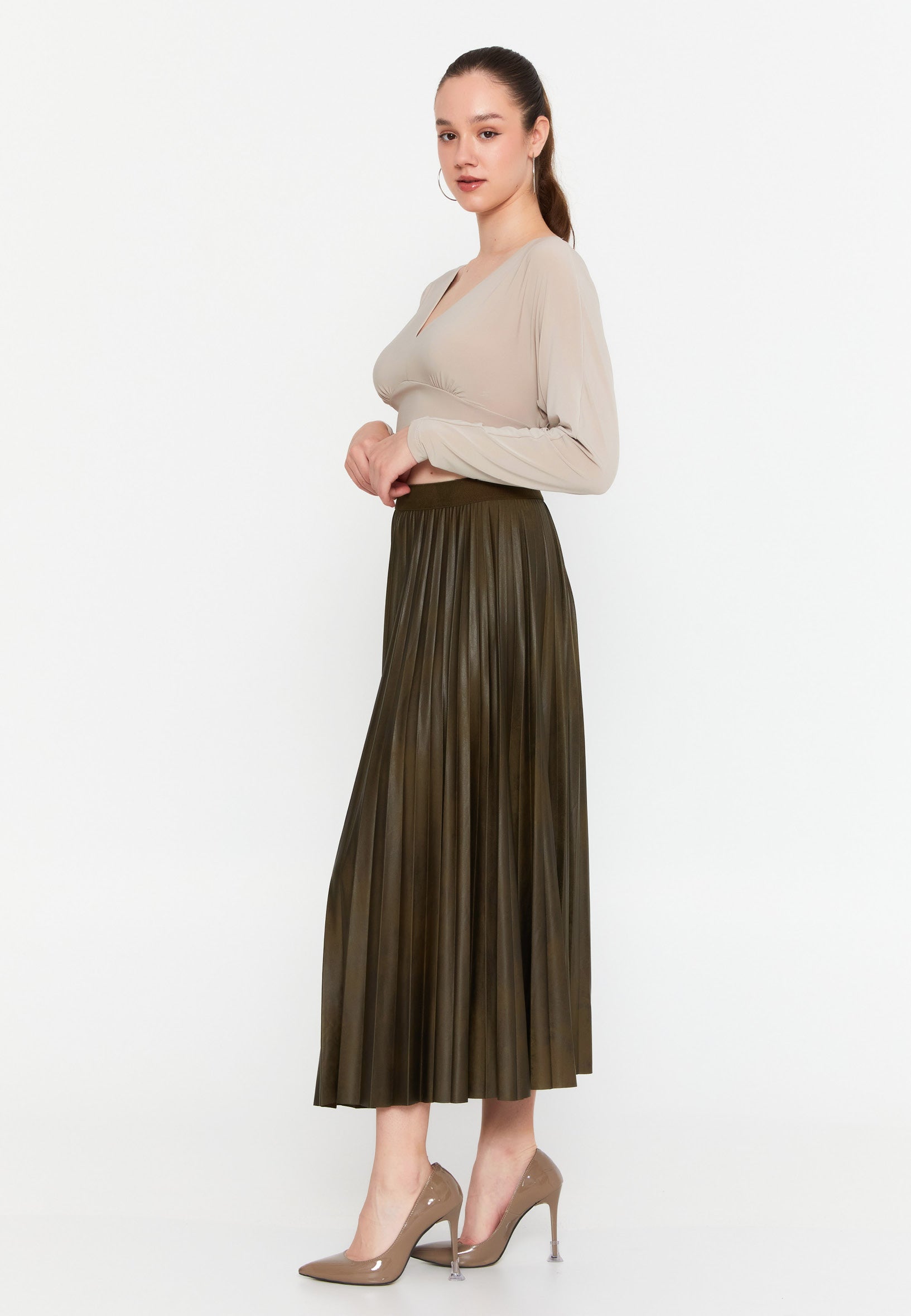 long pleated skirt