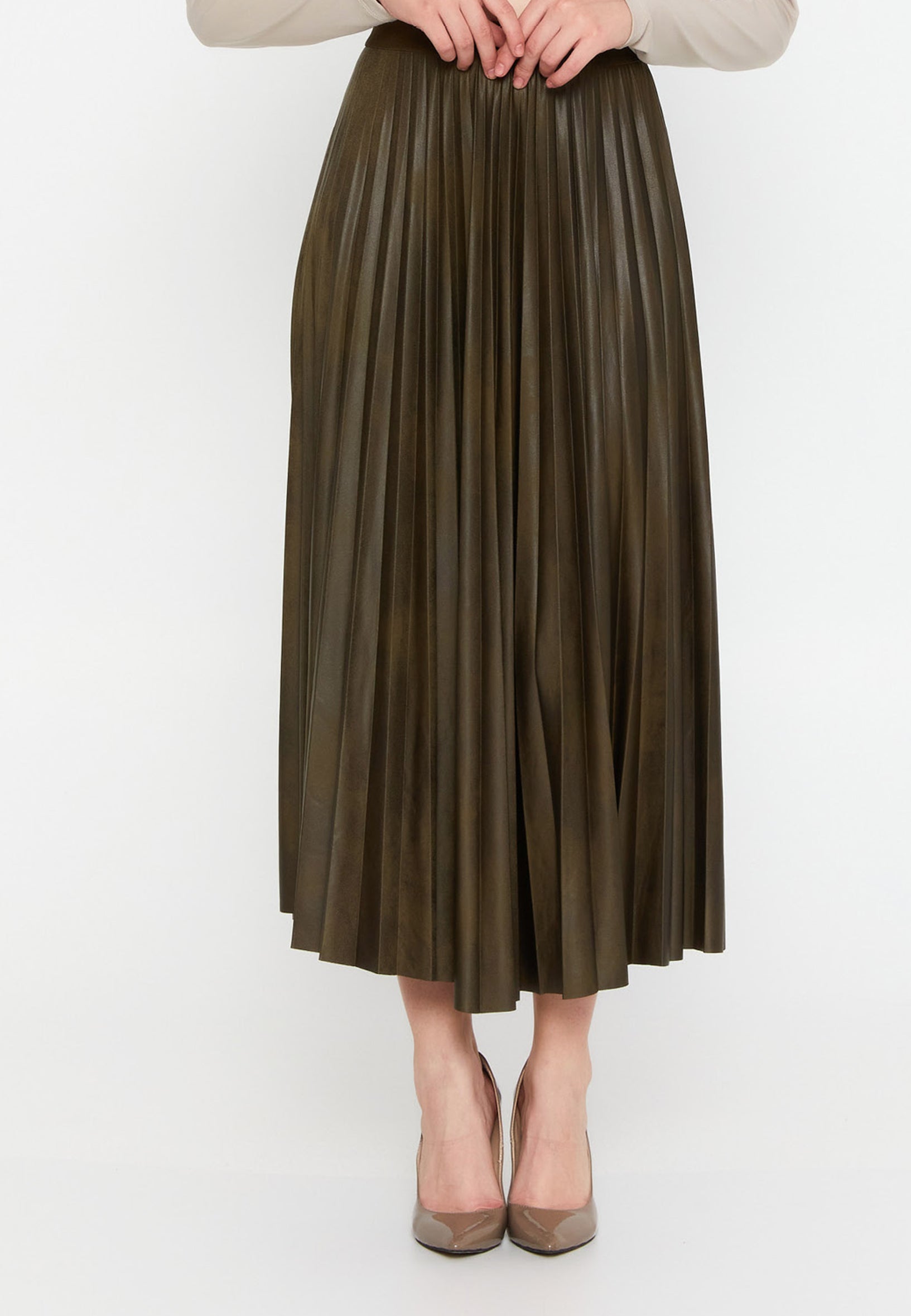 long pleated skirt