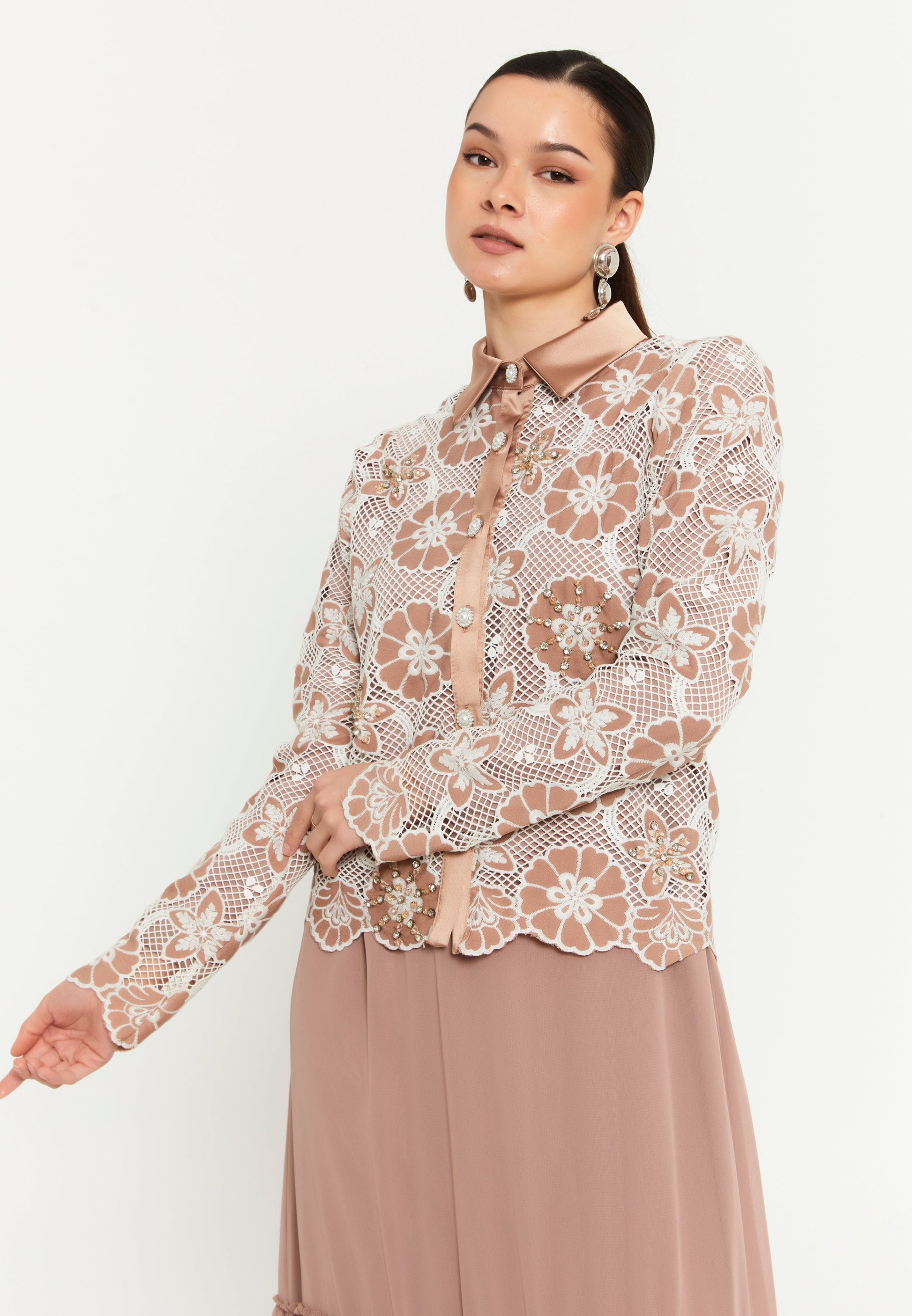 Long Sleeve Maxi Chiffon Column Regular Casual Dress shs3183 - Casual Dress - Istanbul Fashion Center