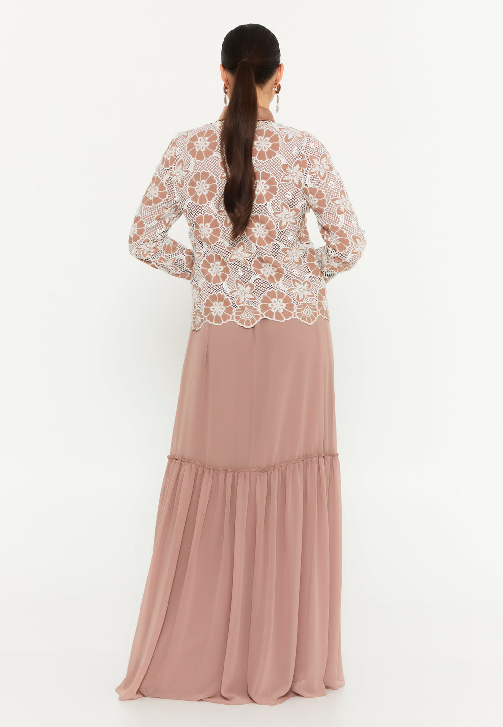 Long Sleeve Maxi Chiffon Column Regular Casual Dress shs3183 - Casual Dress - Istanbul Fashion Center