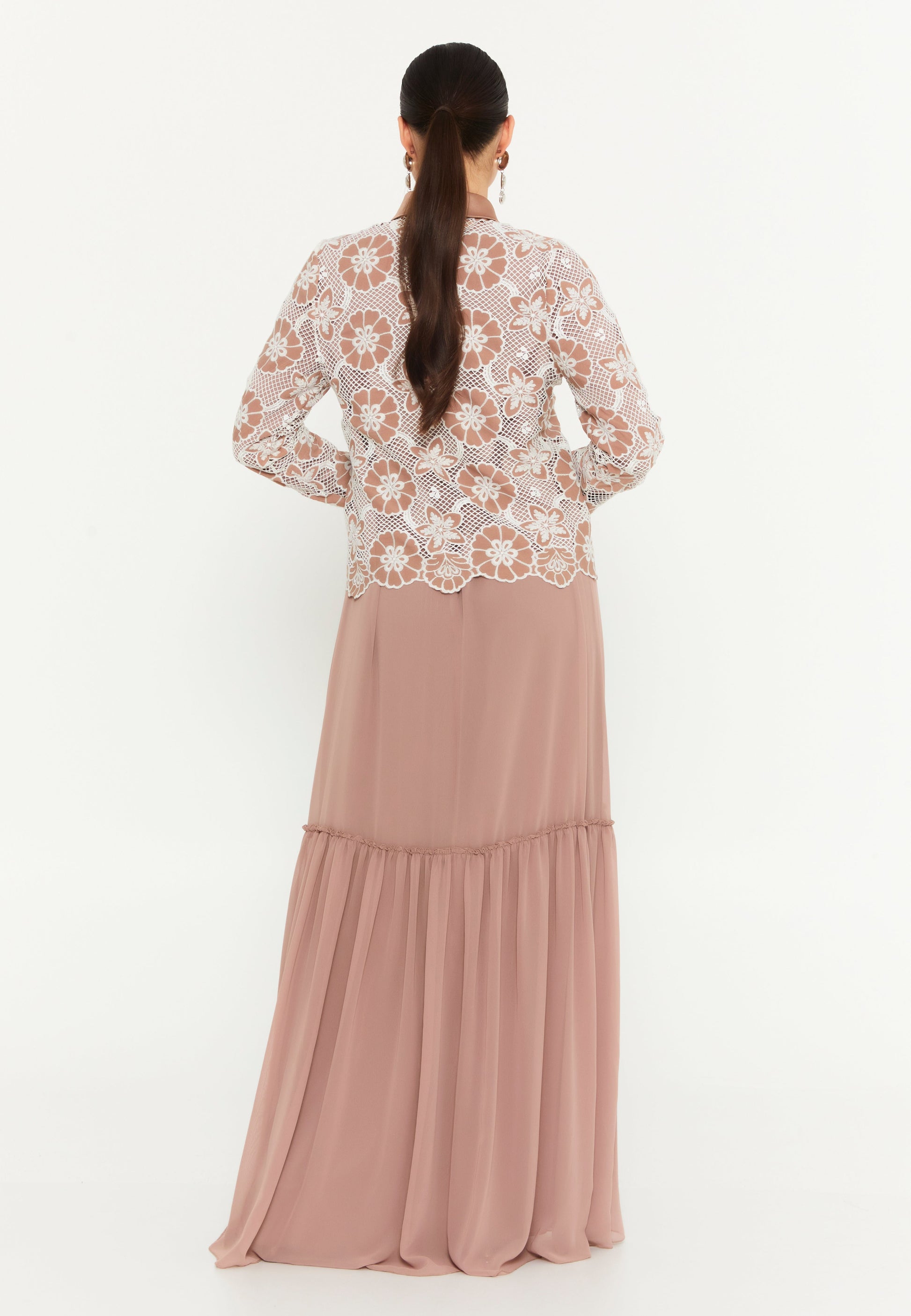 Long Sleeve Maxi Chiffon Column Regular Casual Dress shs3183 - Casual Dress - Istanbul Fashion Center