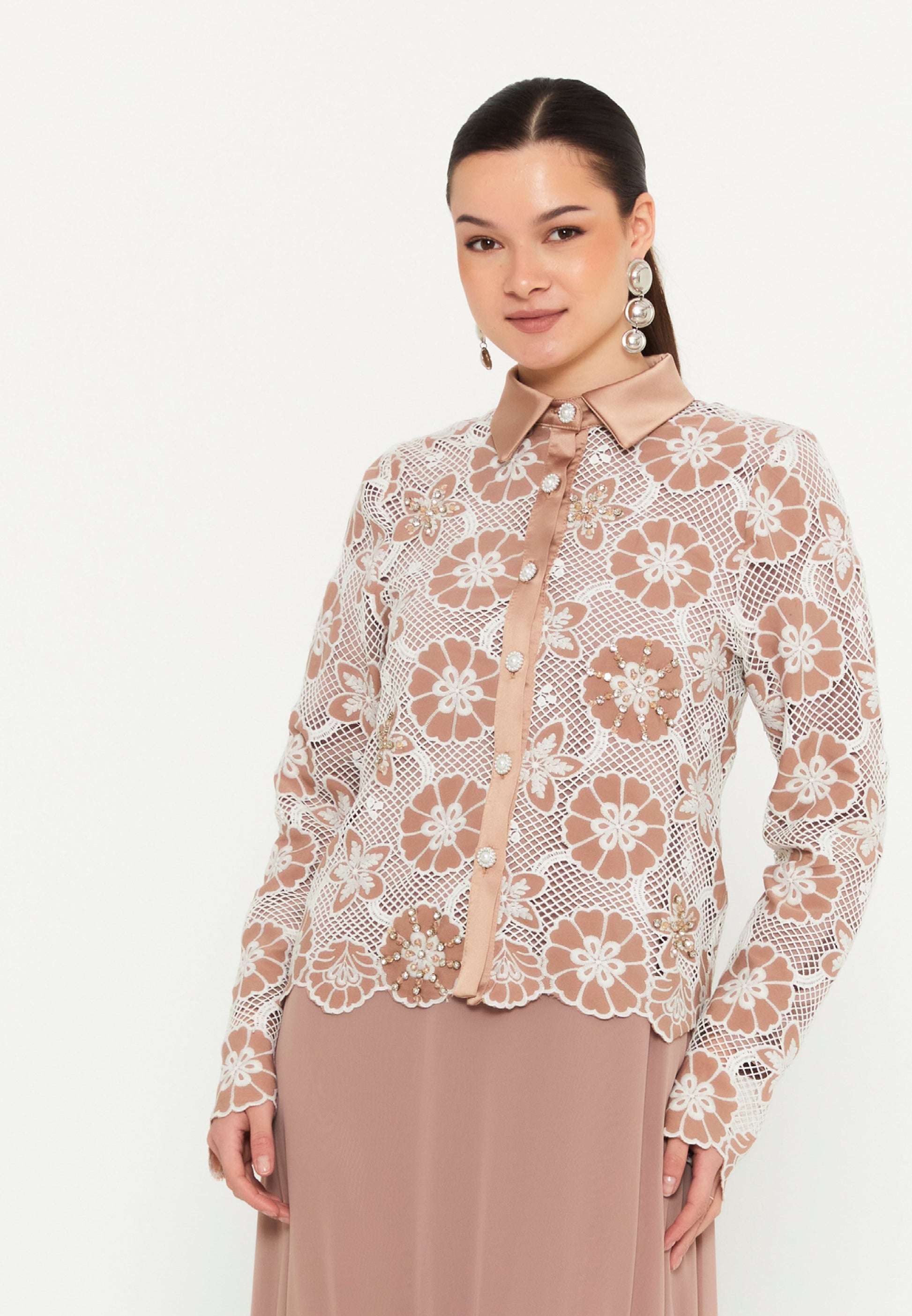 Long Sleeve Maxi Chiffon Column Regular Casual Dress shs3183 - Casual Dress - Istanbul Fashion Center