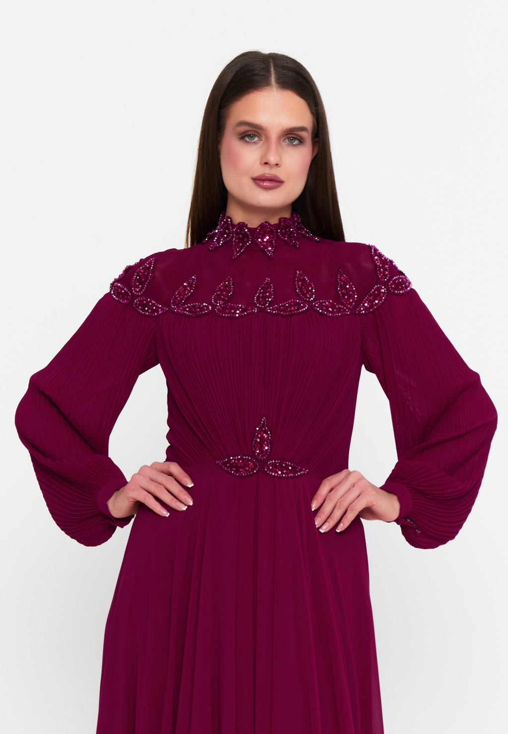 Vestido de noche de manga larga